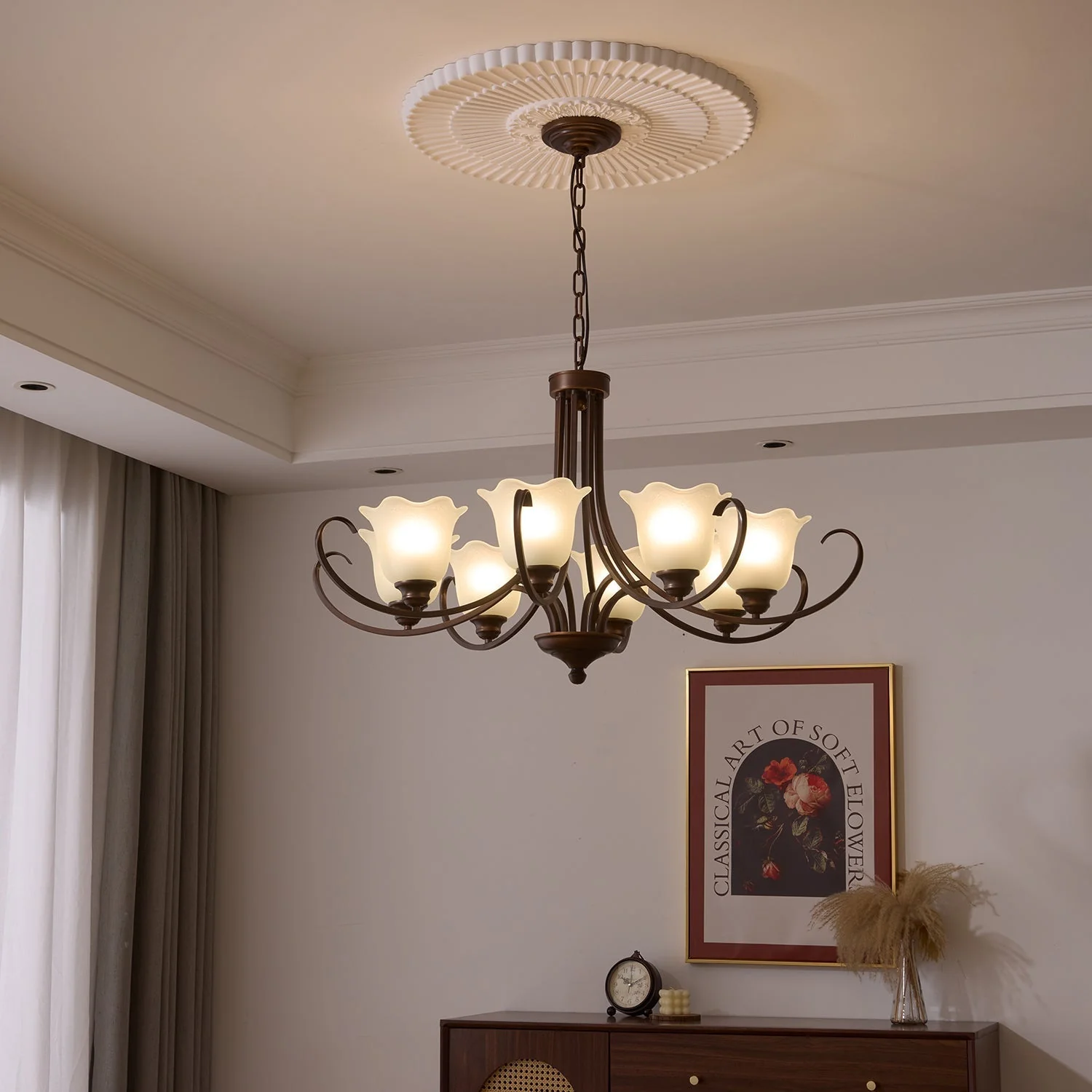 Nydorisra Elegance Vintage Floral Glass Chandelier - Image 18