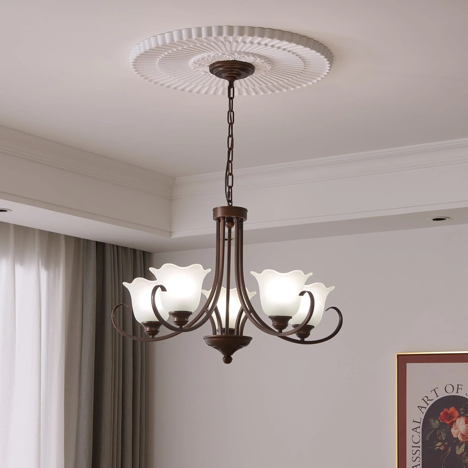 Nydorisra Elegance Vintage Floral Glass Chandelier - Image 19