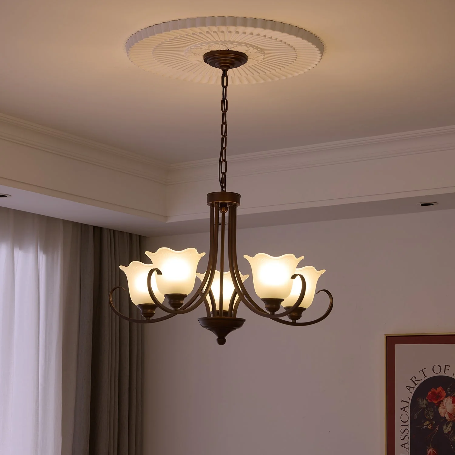 Nydorisra Elegance Vintage Floral Glass Chandelier - Image 20