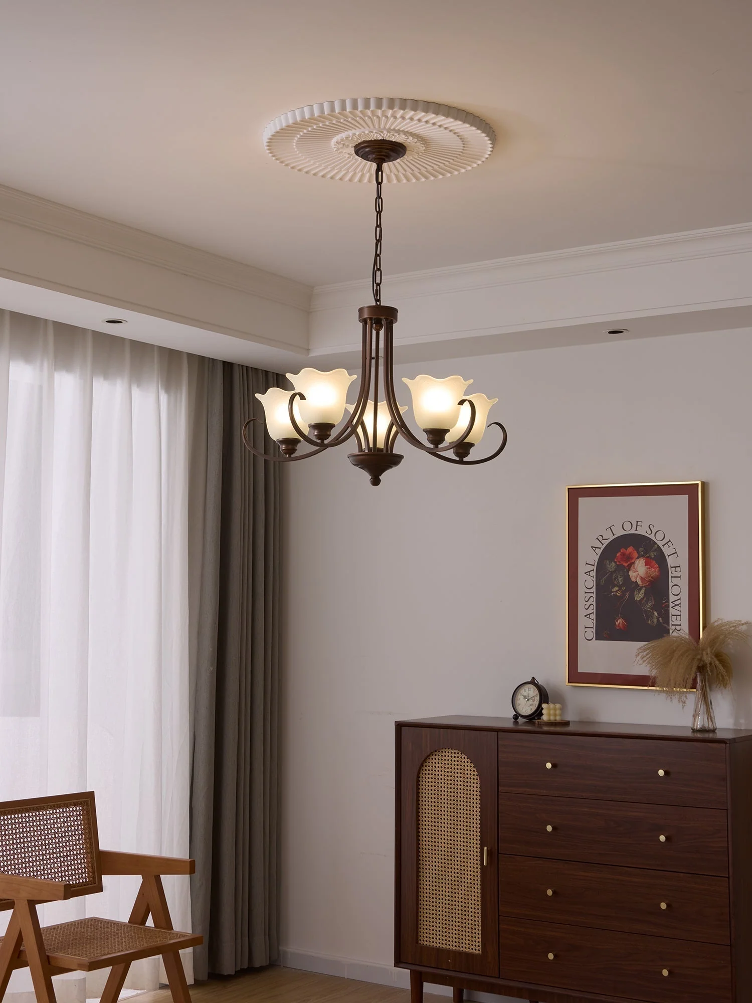 Nydorisra Elegance Vintage Floral Glass Chandelier - Image 21