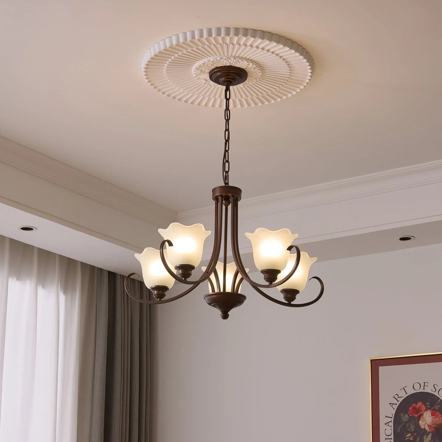 Nydorisra Elegance Vintage Floral Glass Chandelier - Image 22