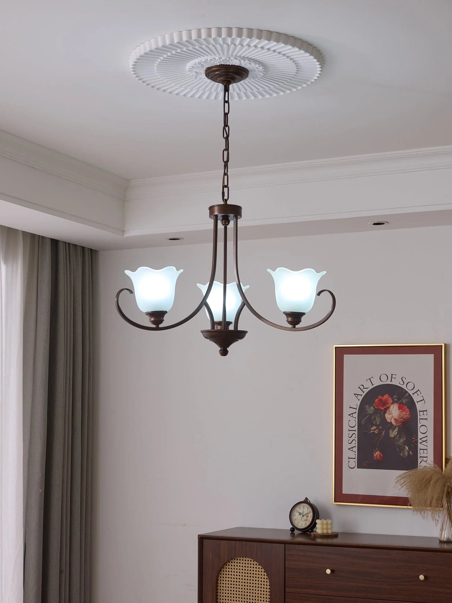 Nydorisra Elegance Vintage Floral Glass Chandelier - Image 24