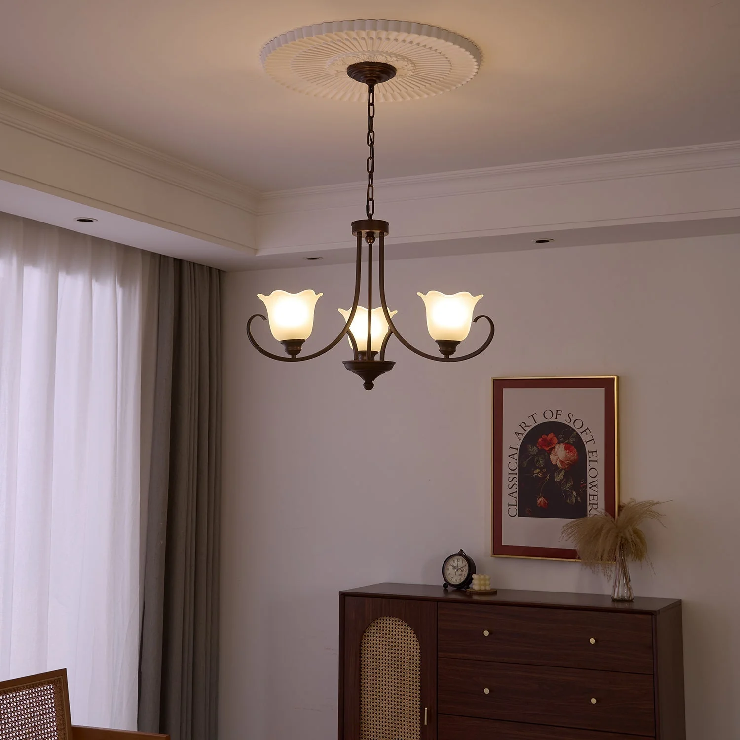 Nydorisra Elegance Vintage Floral Glass Chandelier - Image 26