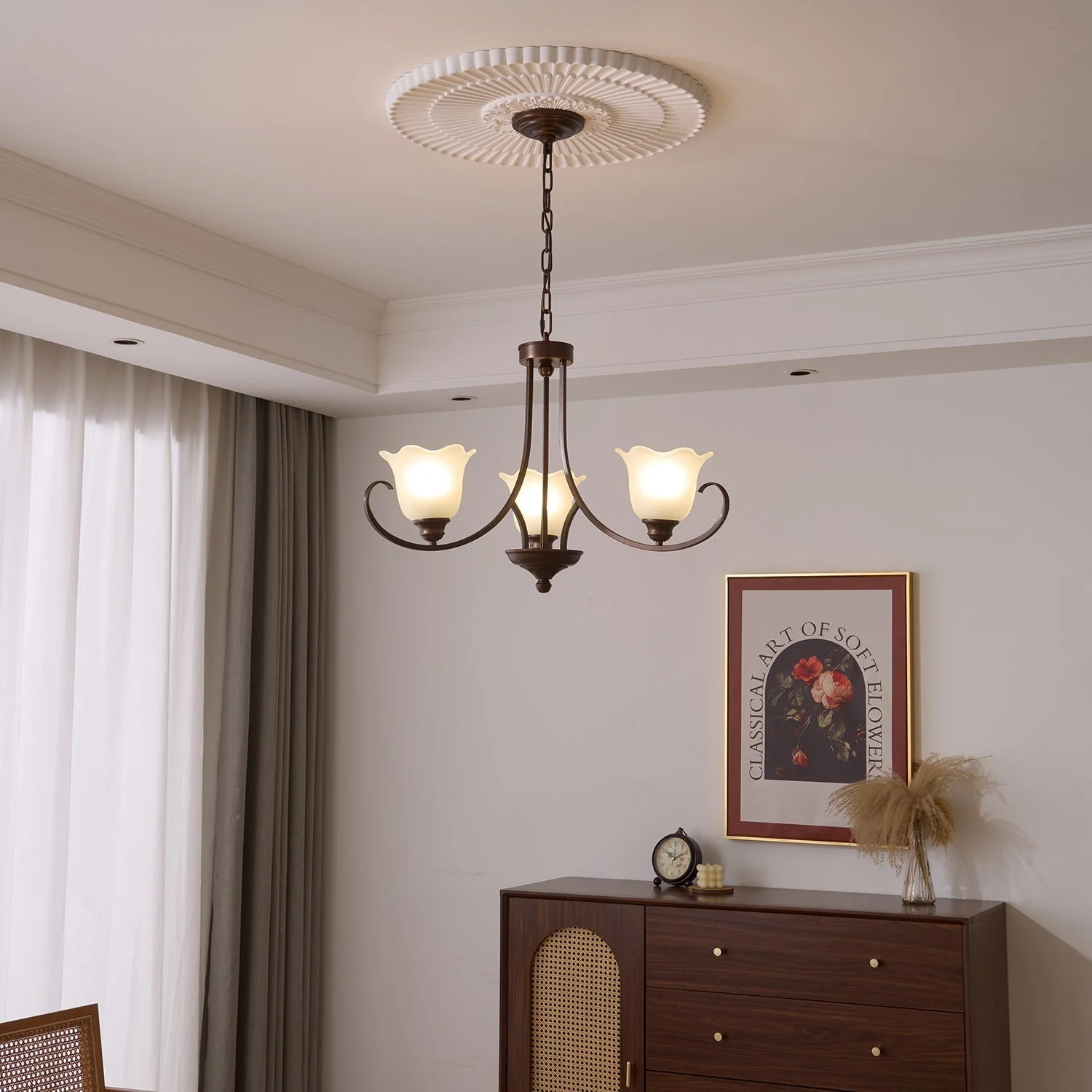 Nydorisra Elegance Vintage Floral Glass Chandelier - Image 27