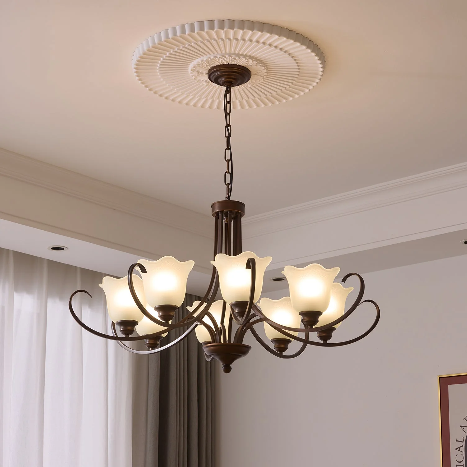 Nydorisra Elegance Vintage Floral Glass Chandelier - Image 28