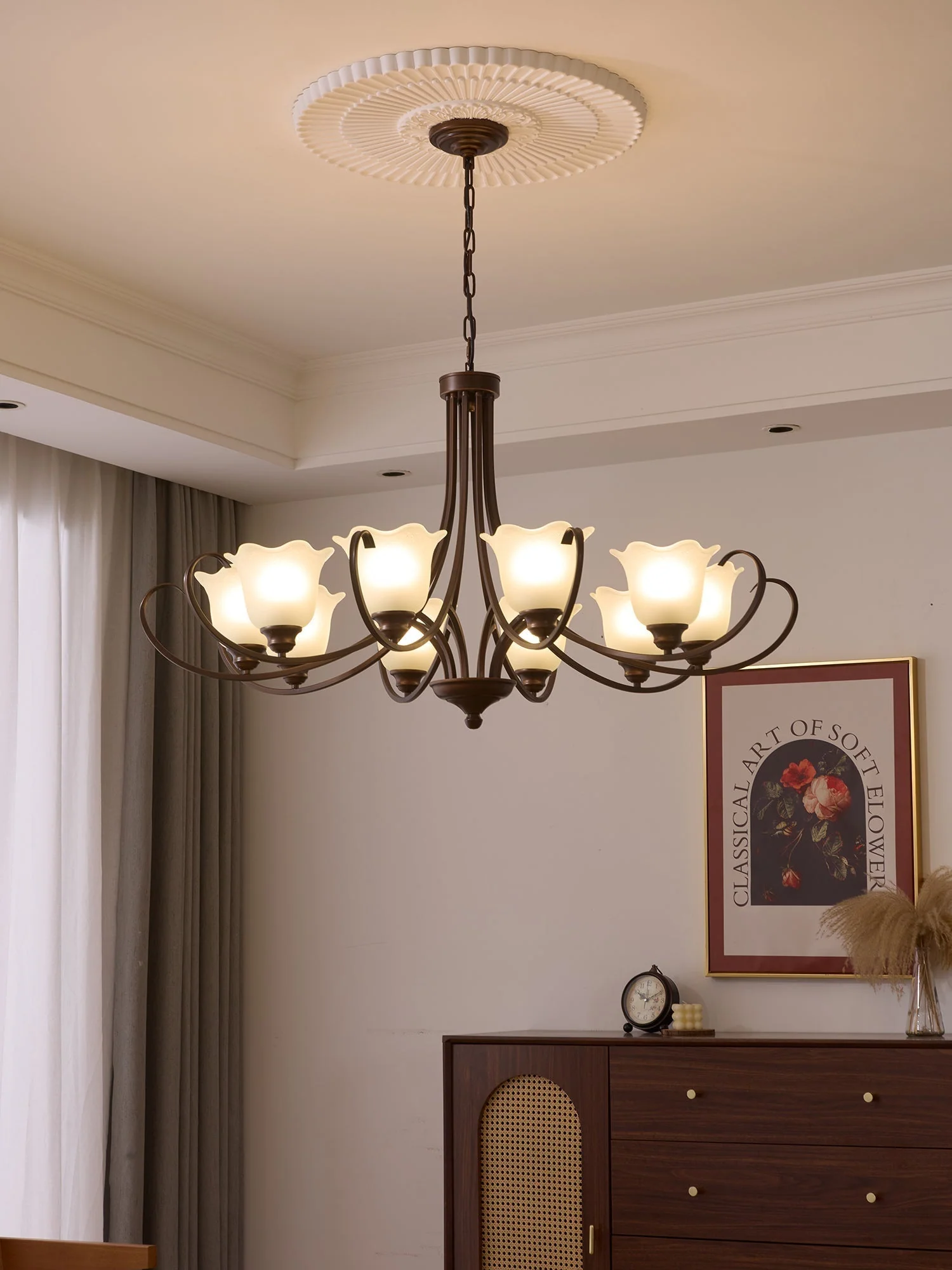 Nydorisra Elegance Vintage Floral Glass Chandelier - Image 3