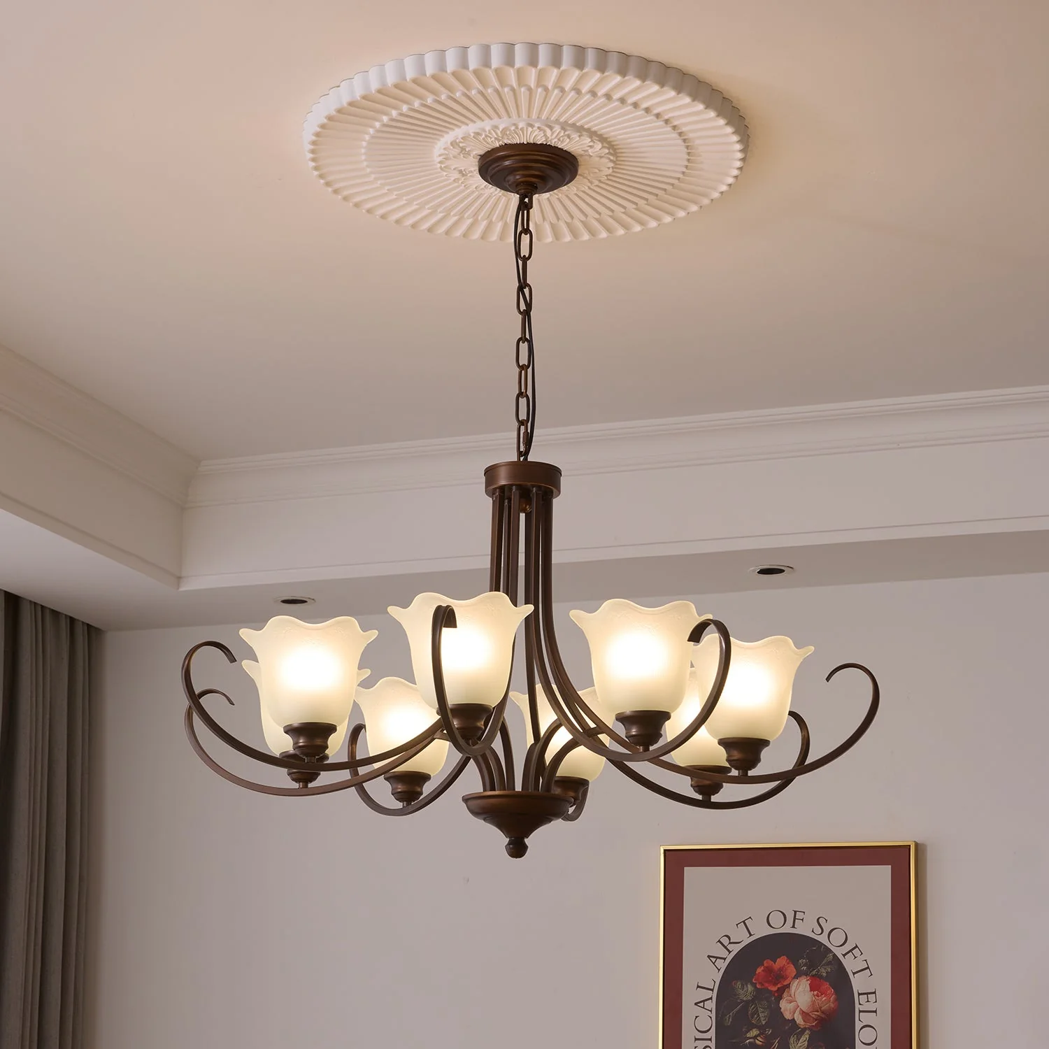 Nydorisra Elegance Vintage Floral Glass Chandelier - Image 4