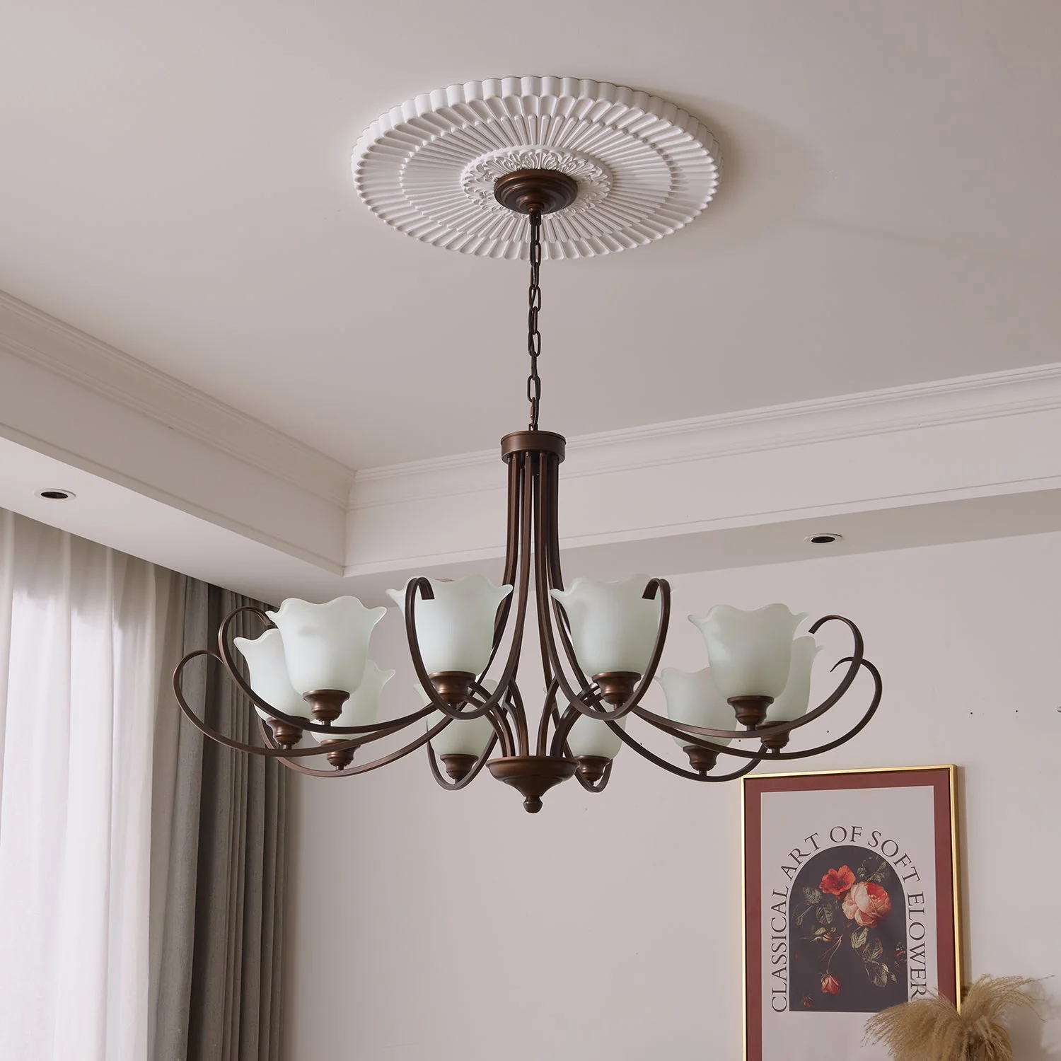 Nydorisra Elegance Vintage Floral Glass Chandelier - Image 40