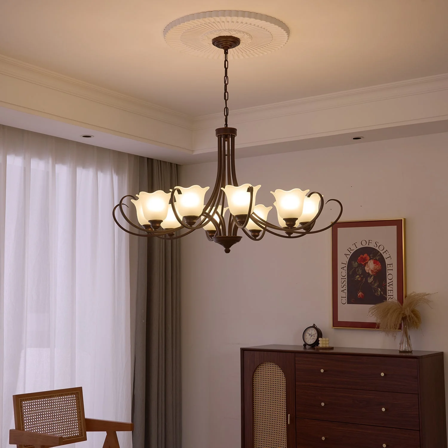 Nydorisra Elegance Vintage Floral Glass Chandelier - Image 42