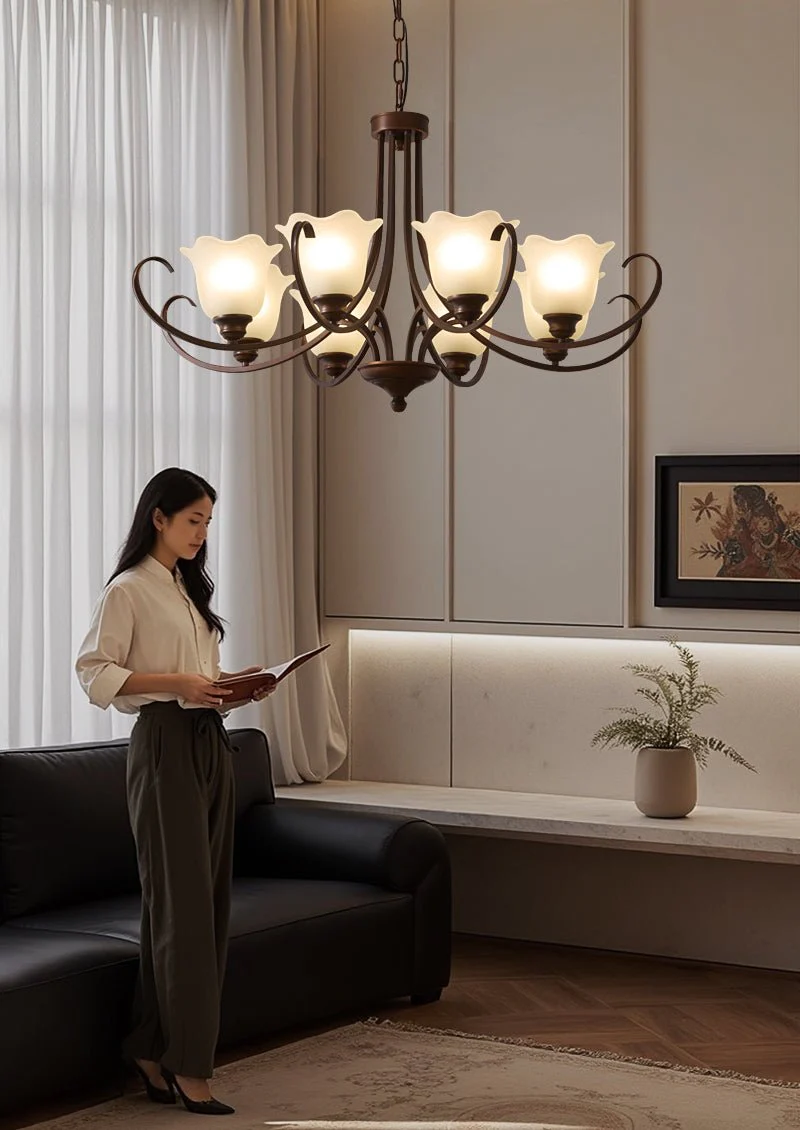 Nydorisra Elegance Vintage Floral Glass Chandelier - Image 44