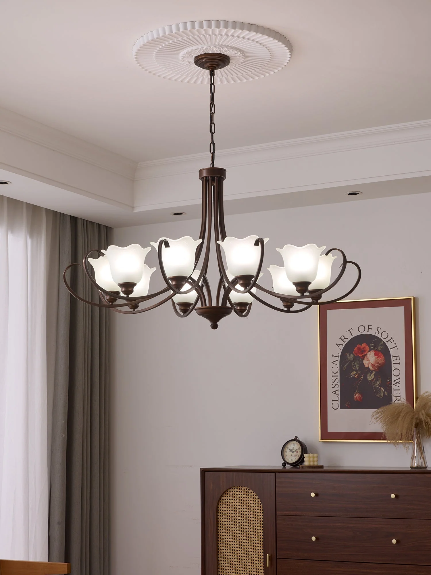 Nydorisra Elegance Vintage Floral Glass Chandelier - Image 6