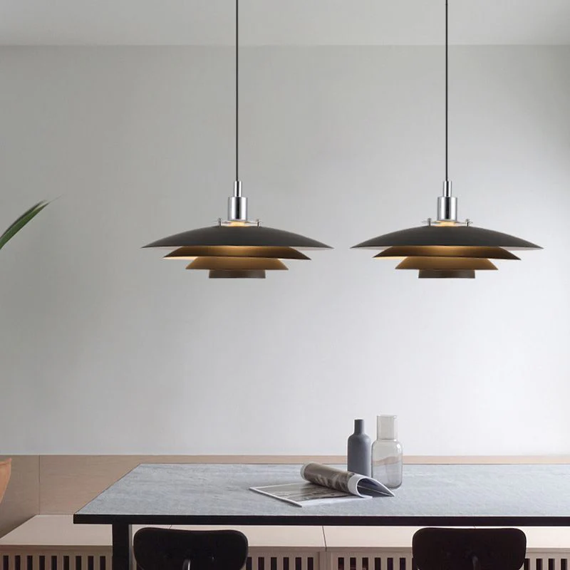 Nylo Contemporary Minimalist Frisbee Shaped Metal Pendant Light - Image 3