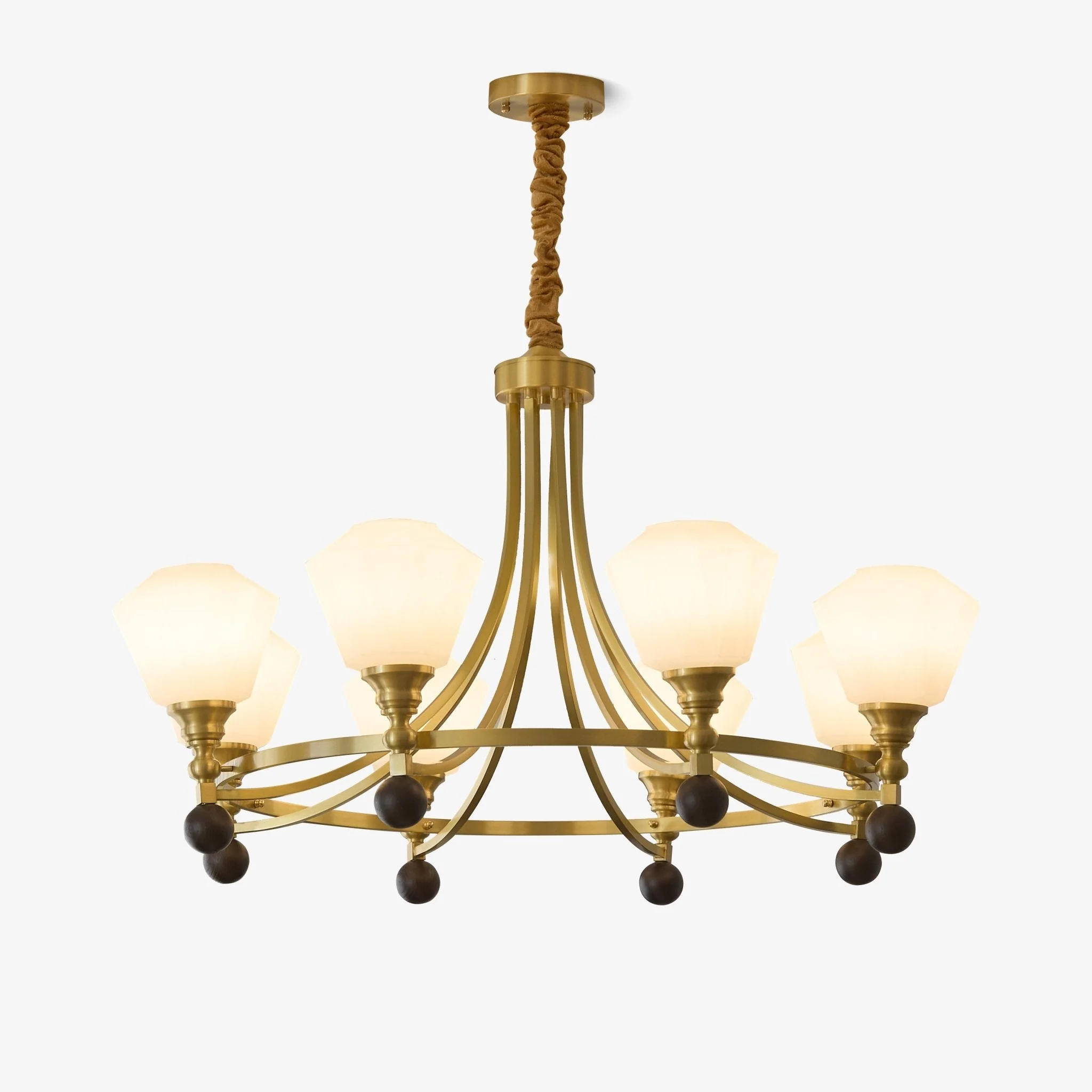 Nyraeyra Premium Nordic Art Brass Wood Chandelier