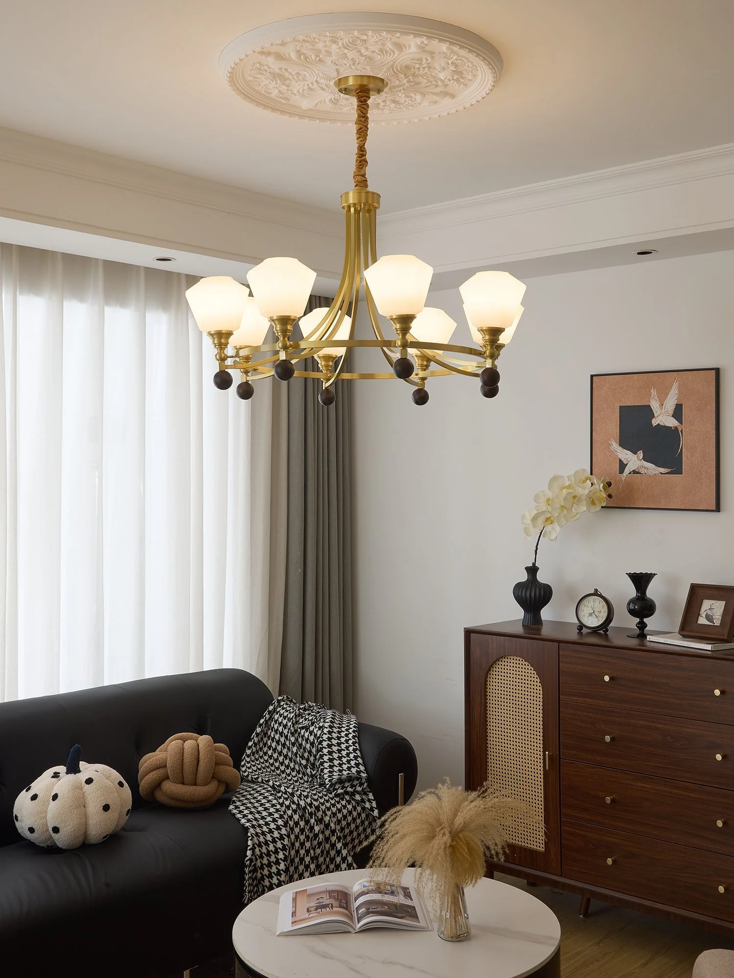 Nyraeyra Premium Nordic Art Brass Wood Chandelier - Image 12