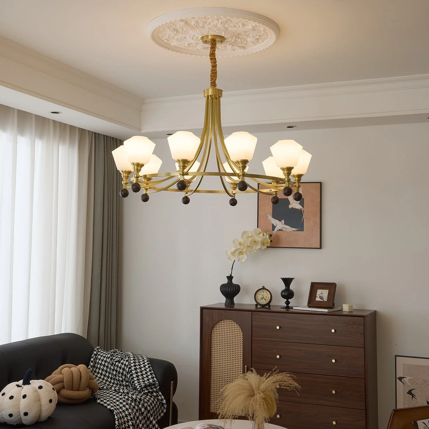 Nyraeyra Premium Nordic Art Brass Wood Chandelier - Image 19