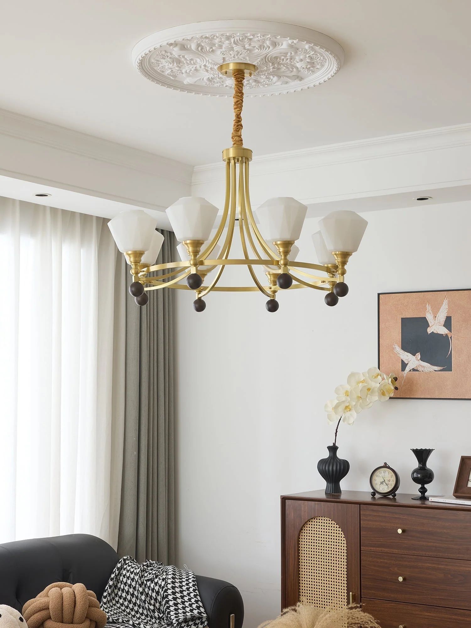 Nyraeyra Premium Nordic Art Brass Wood Chandelier - Image 20