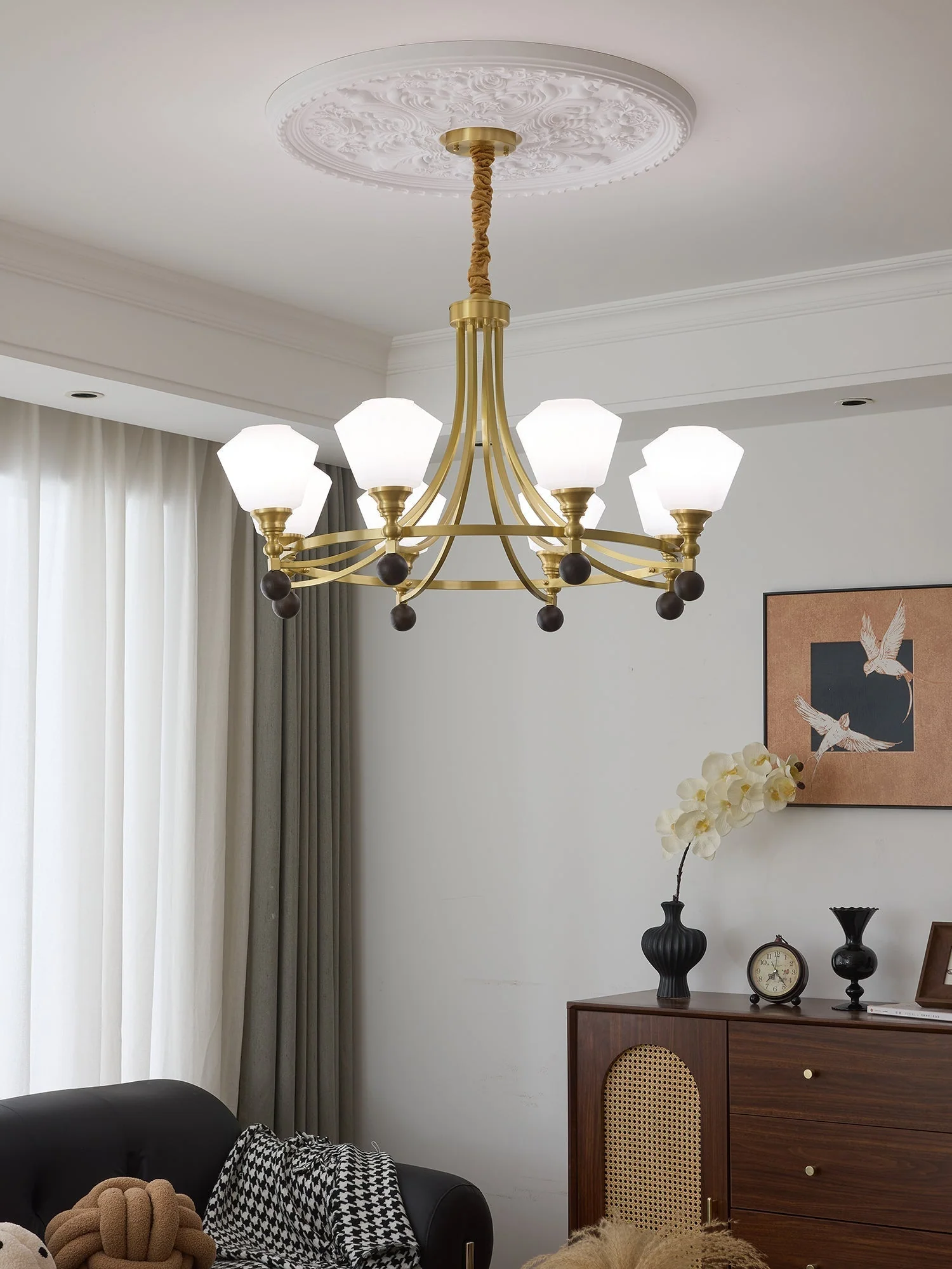 Nyraeyra Premium Nordic Art Brass Wood Chandelier - Image 21