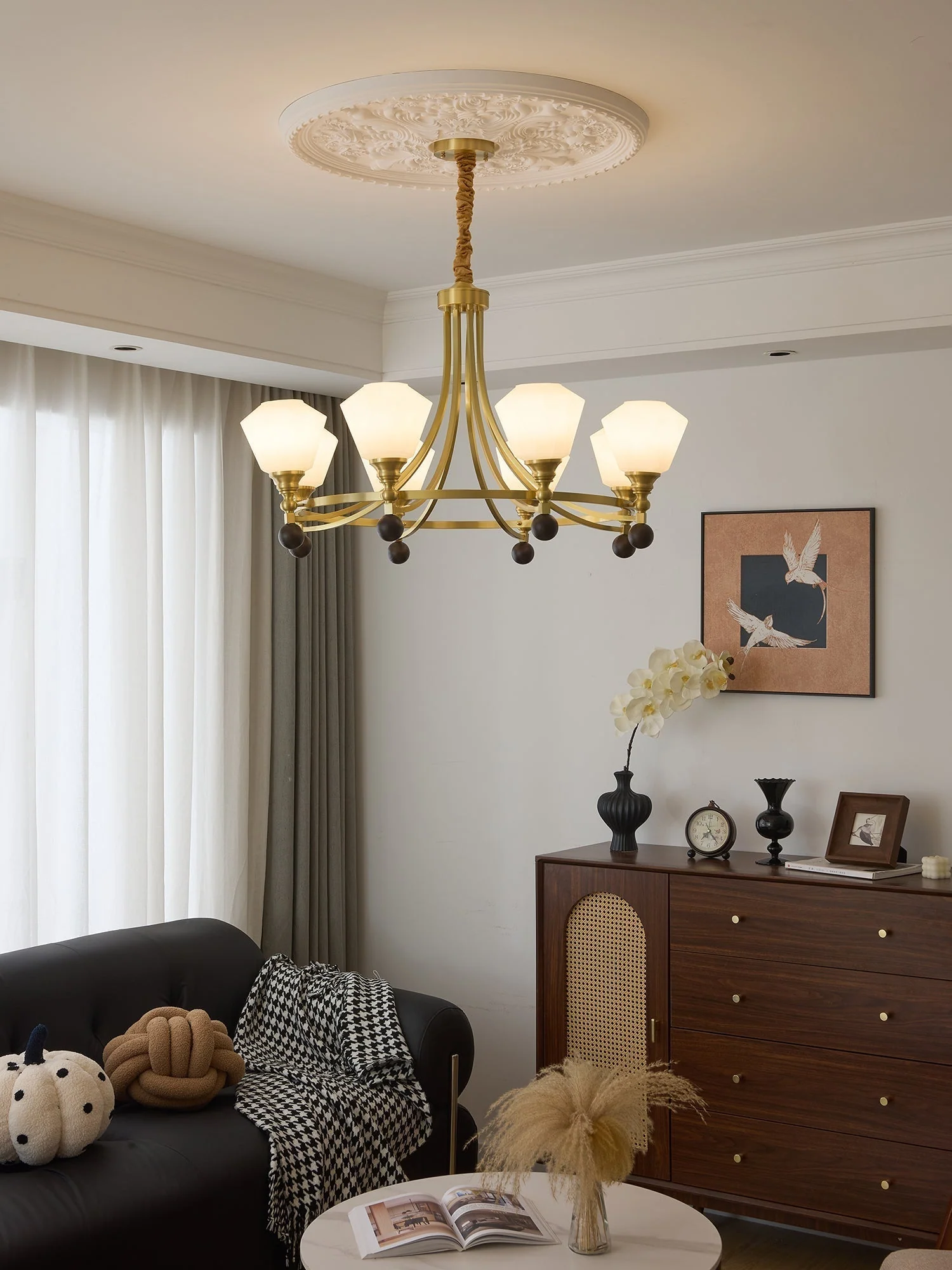 Nyraeyra Premium Nordic Art Brass Wood Chandelier - Image 22