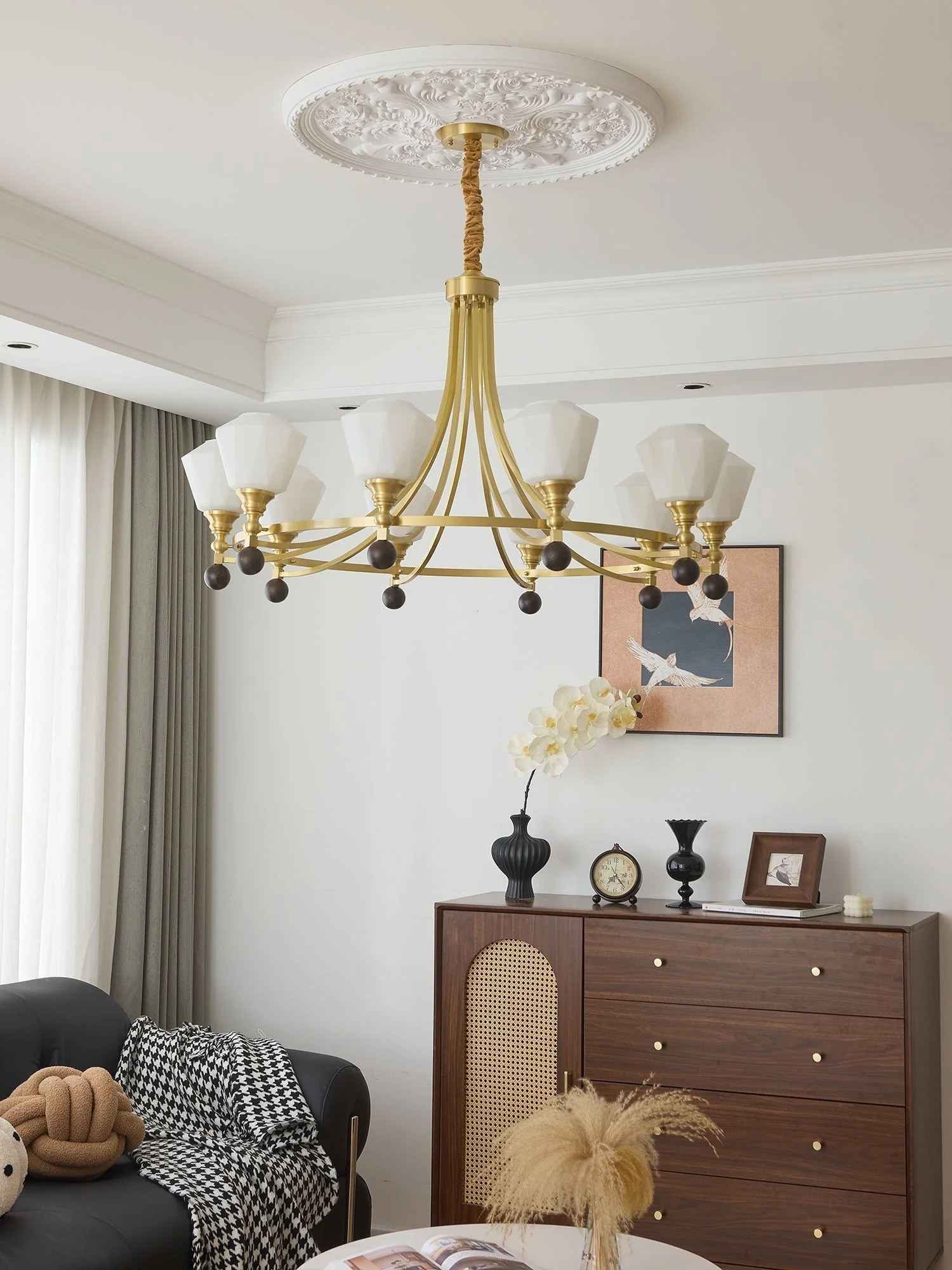 Nyraeyra Premium Nordic Art Brass Wood Chandelier - Image 23