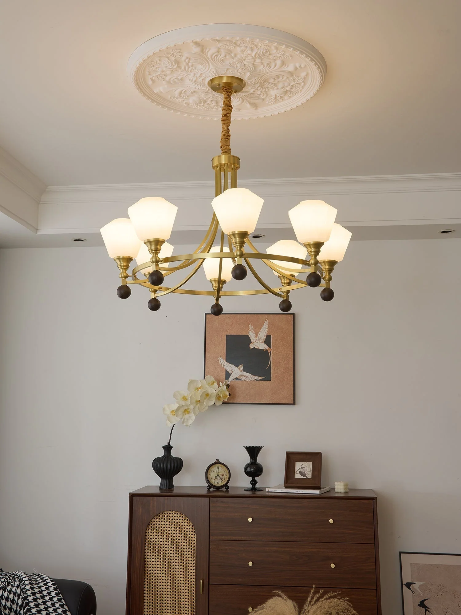 Nyraeyra Premium Nordic Art Brass Wood Chandelier - Image 24