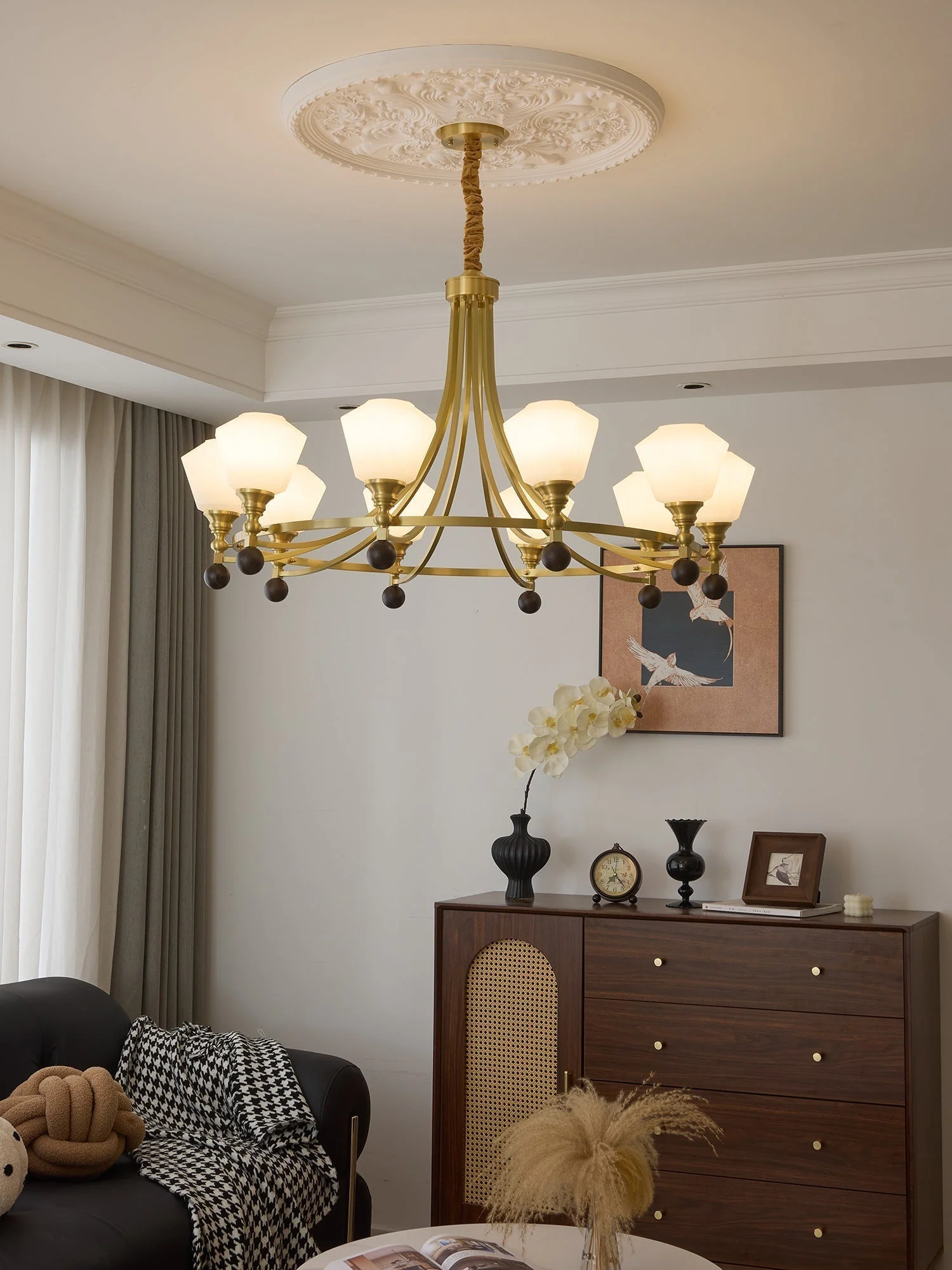 Nyraeyra Premium Nordic Art Brass Wood Chandelier - Image 25