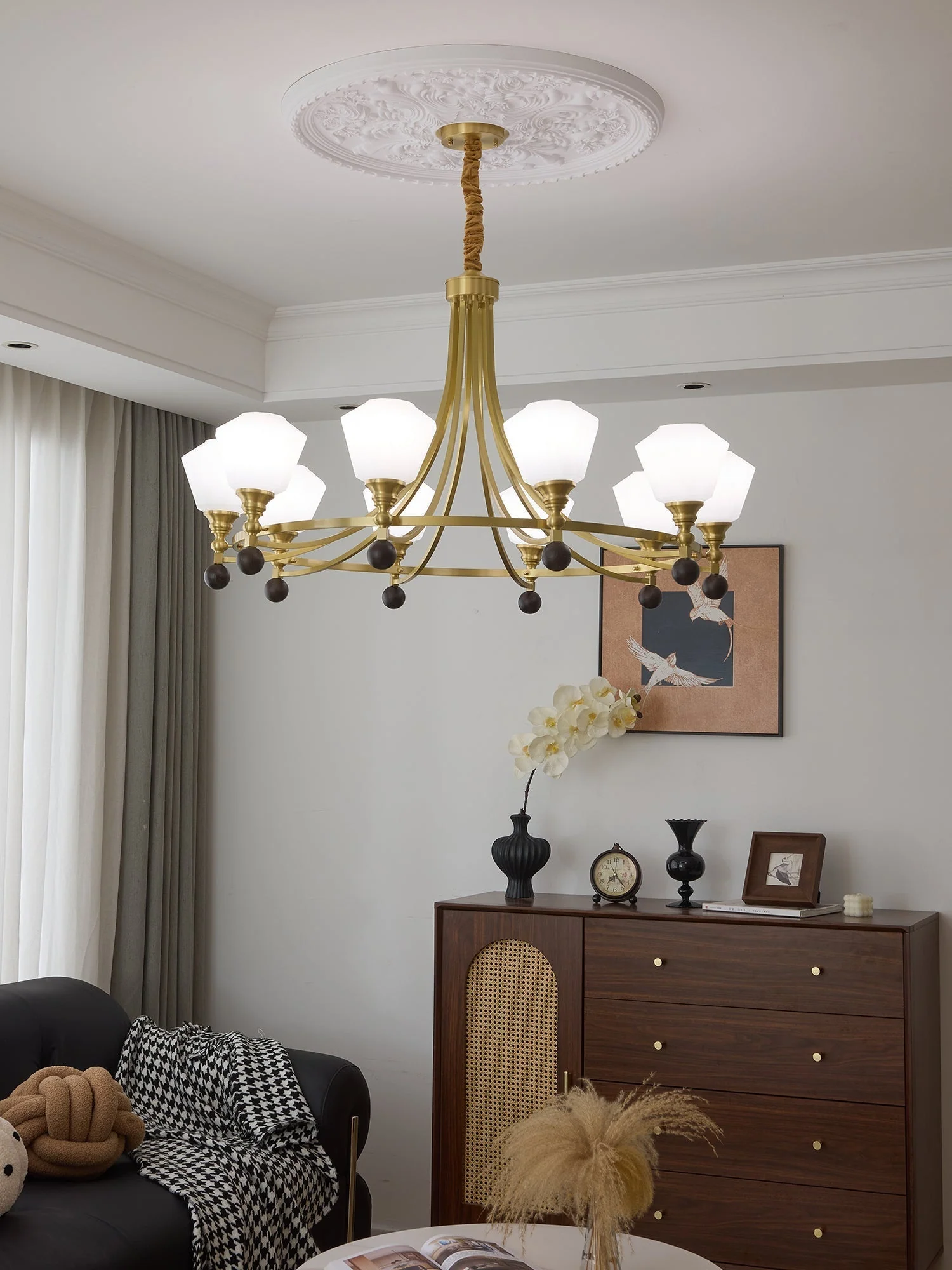 Nyraeyra Premium Nordic Art Brass Wood Chandelier - Image 26