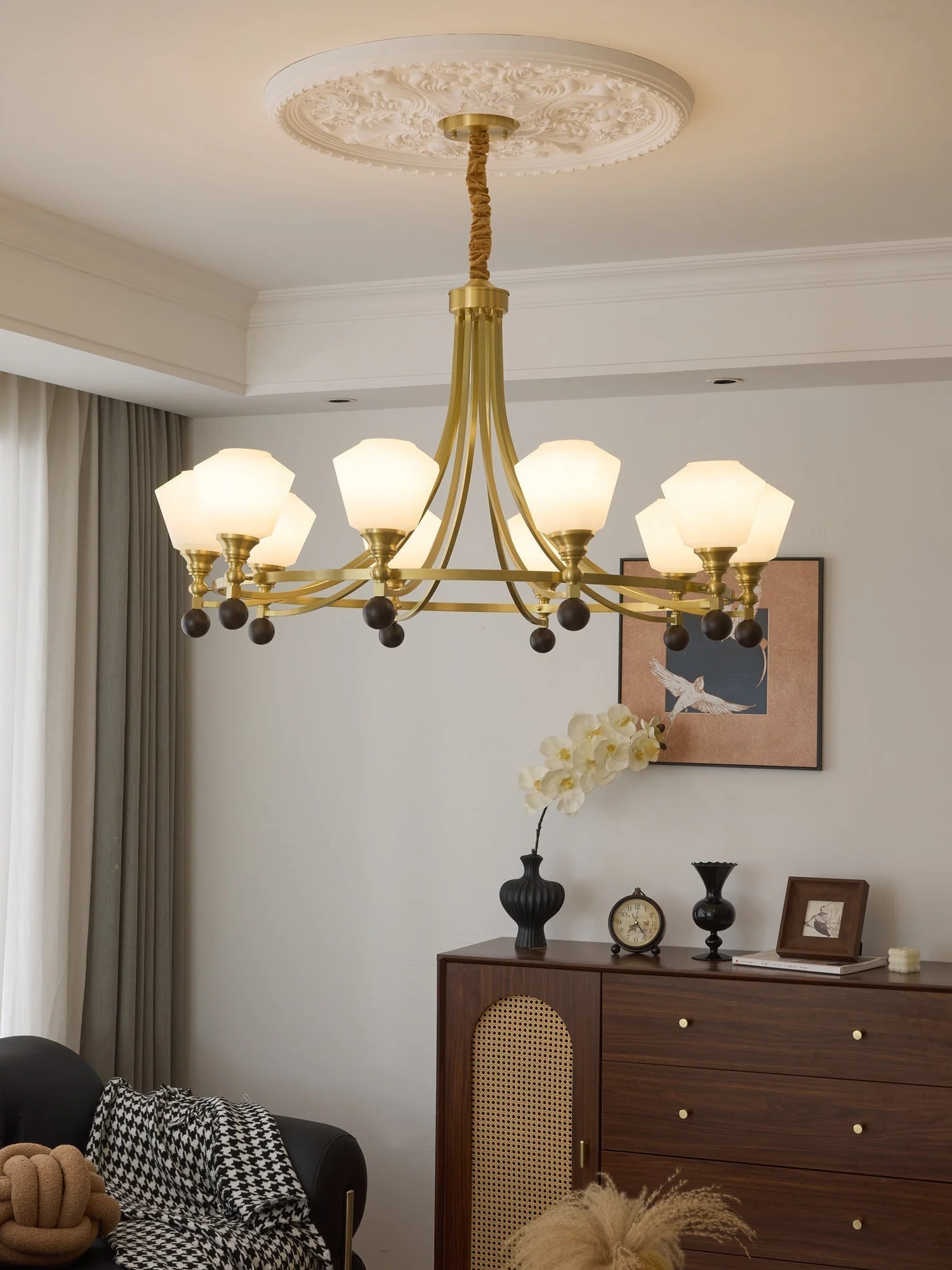 Nyraeyra Premium Nordic Art Brass Wood Chandelier - Image 27
