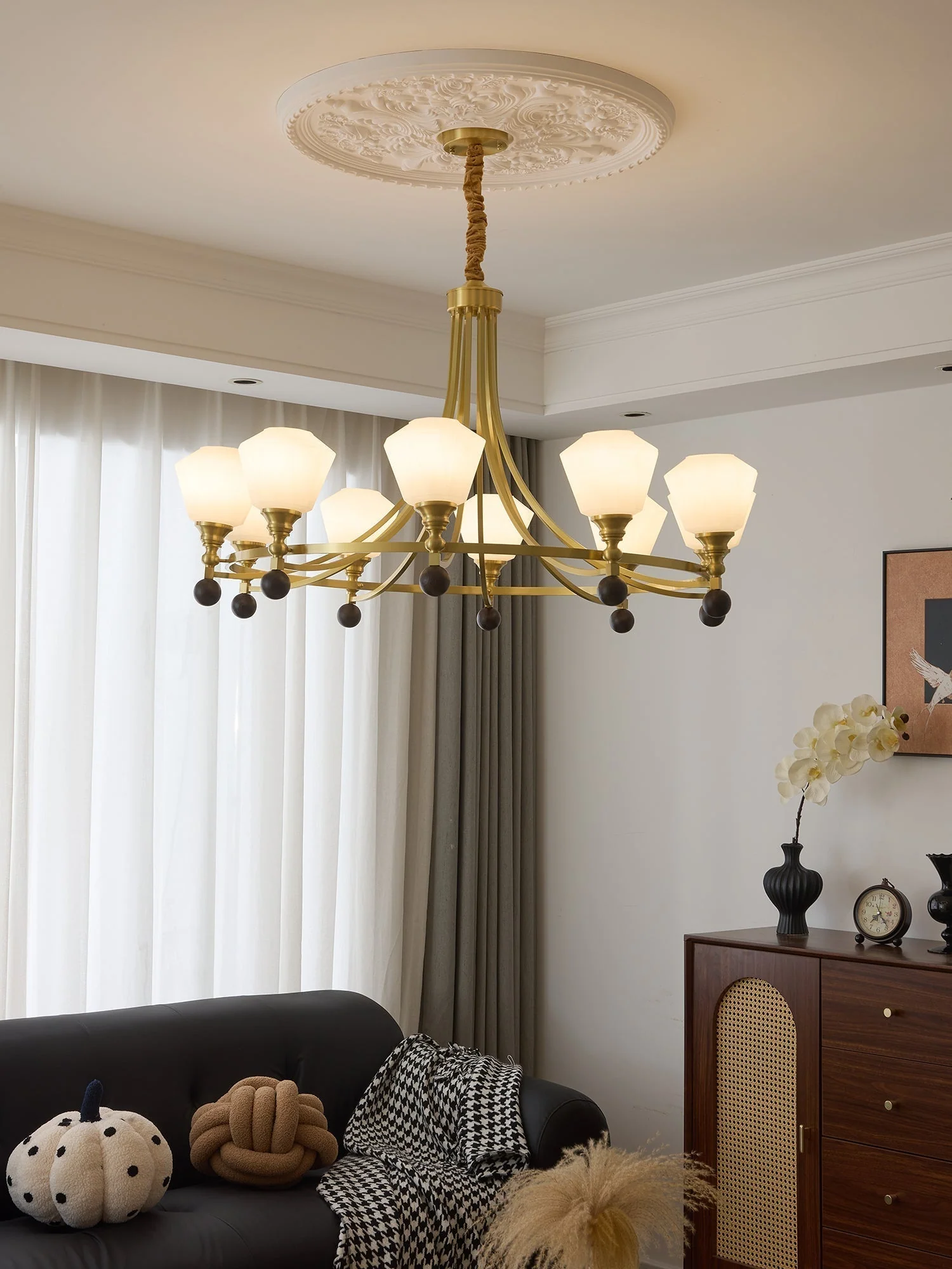 Nyraeyra Premium Nordic Art Brass Wood Chandelier - Image 28