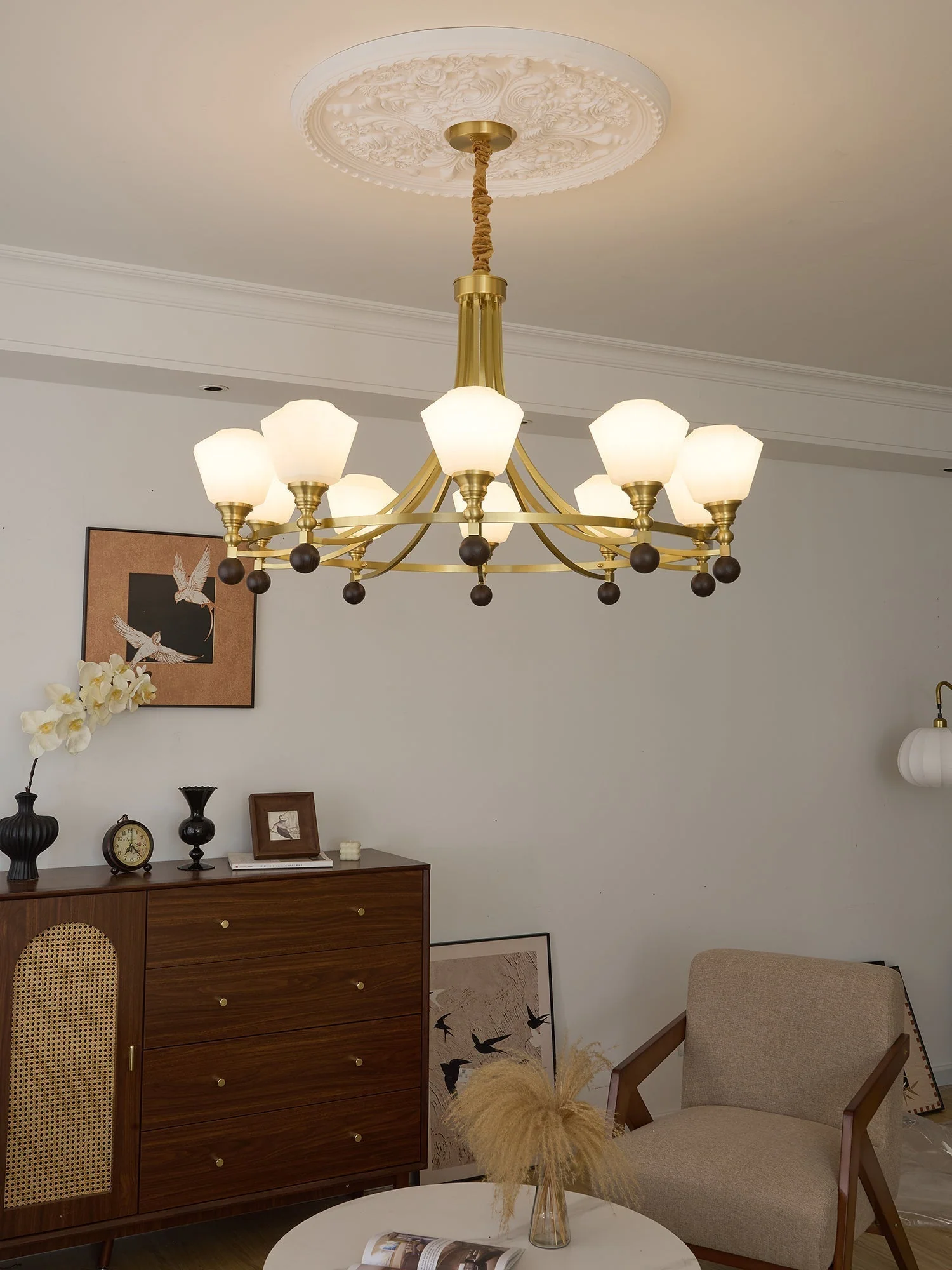 Nyraeyra Premium Nordic Art Brass Wood Chandelier - Image 29