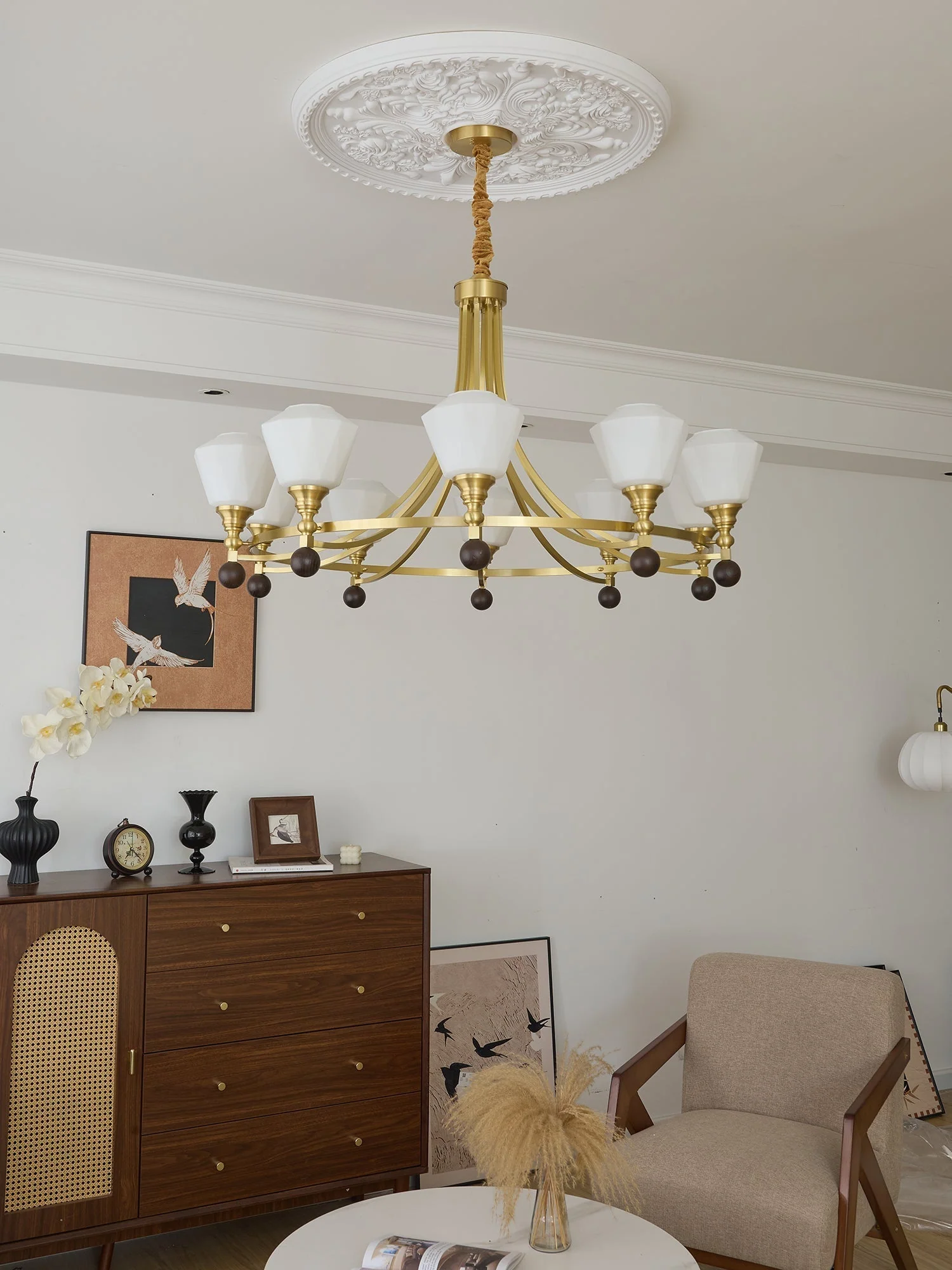 Nyraeyra Premium Nordic Art Brass Wood Chandelier - Image 30