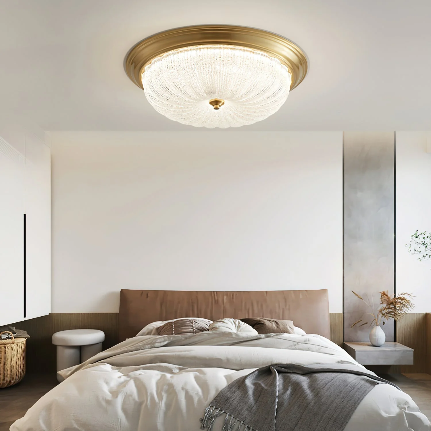 Nyrinis Traditional Classic Brass Glass Ceiling Light - Image 4