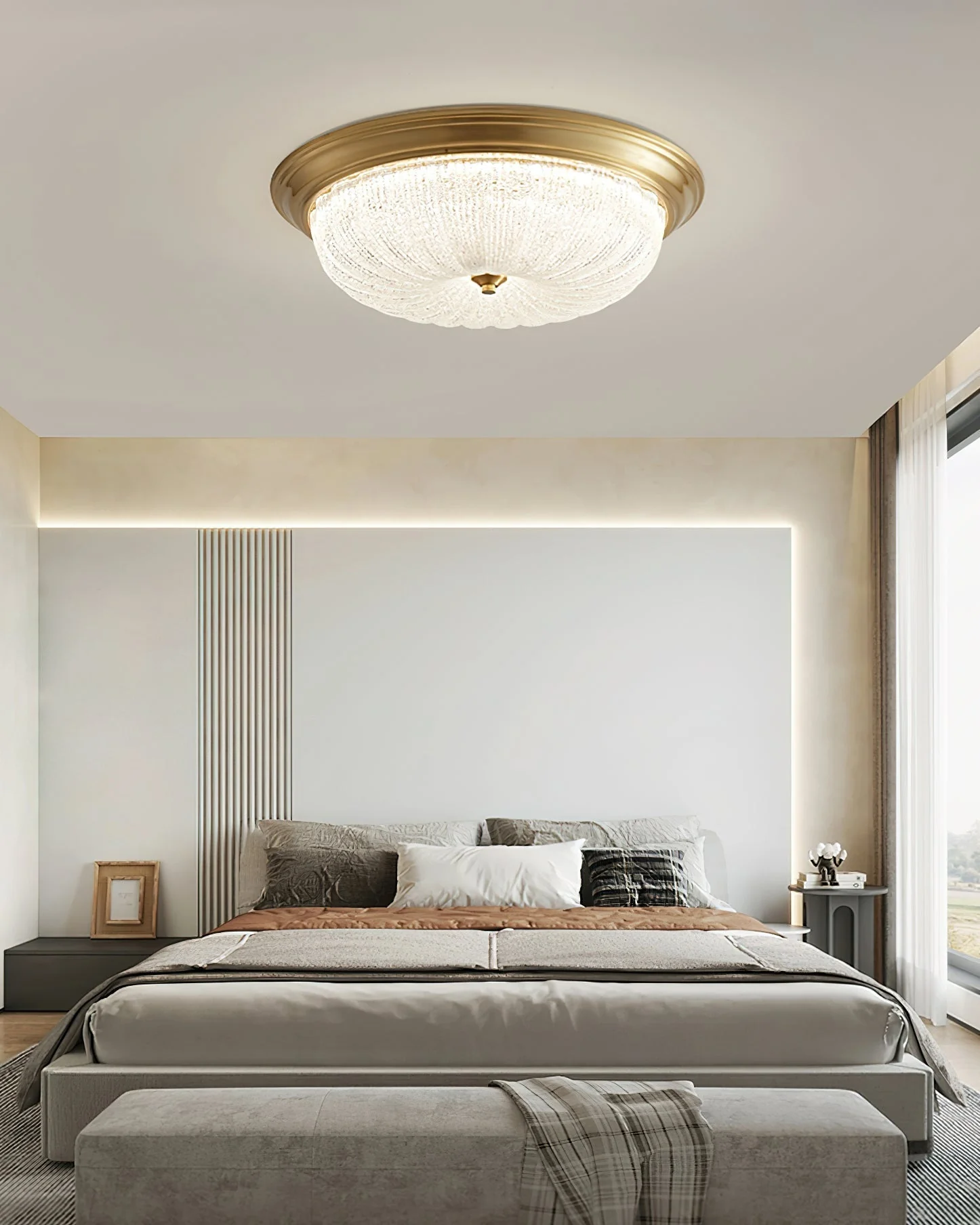 Nyrinis Traditional Classic Brass Glass Ceiling Light - Image 9