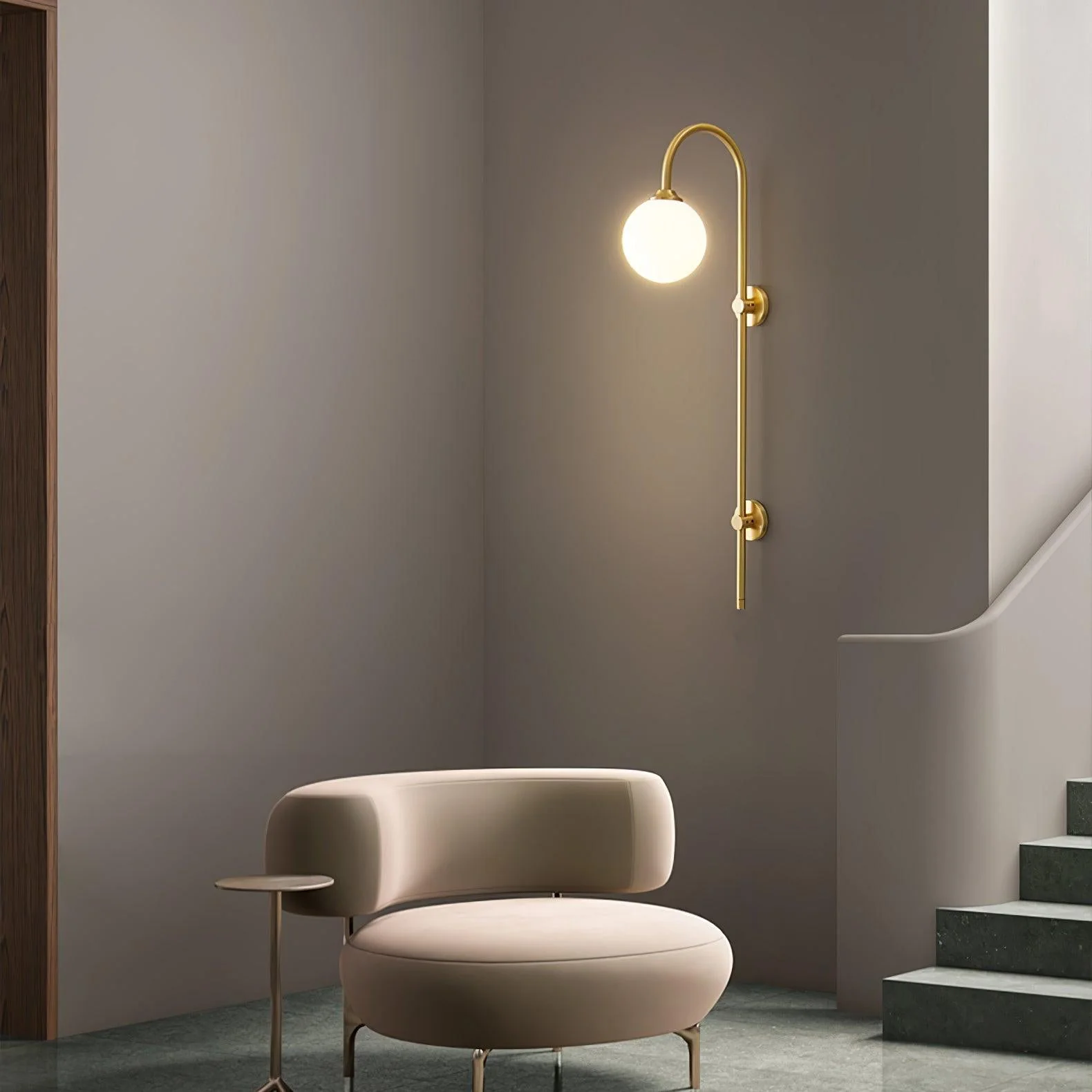 Nyvaris Modern Minimalist Globe Brass Glass Sconce Wall lamp - Image 2