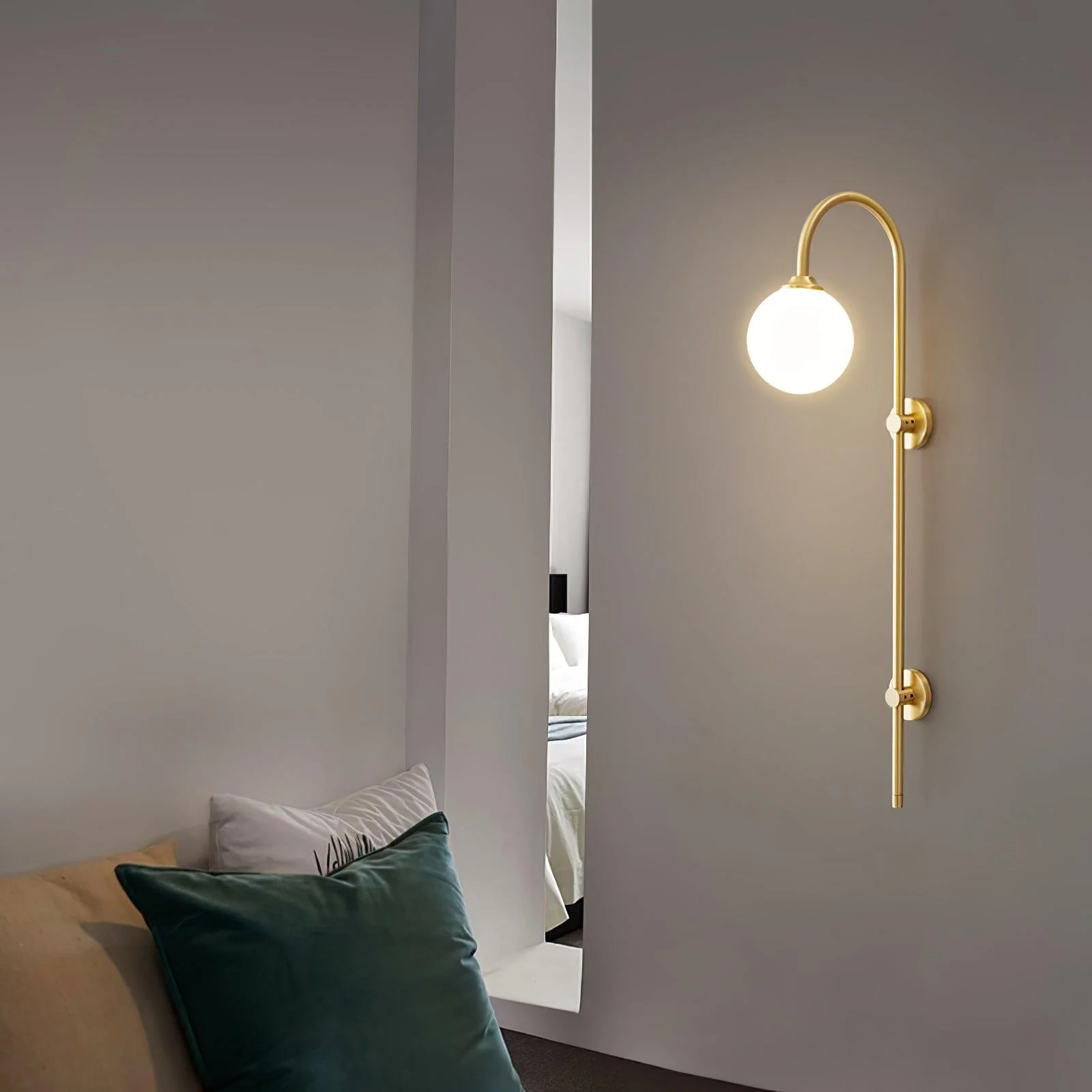 Nyvaris Modern Minimalist Globe Brass Glass Sconce Wall lamp - Image 29