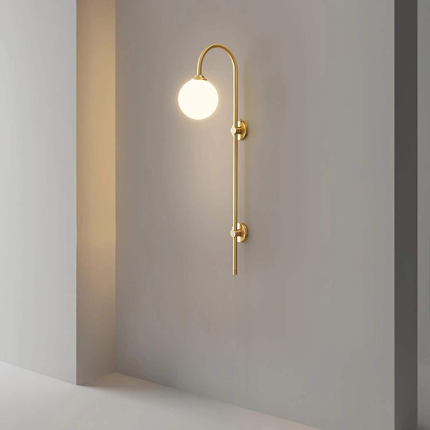 Nyvaris Modern Minimalist Globe Brass Glass Sconce Wall lamp - Image 4