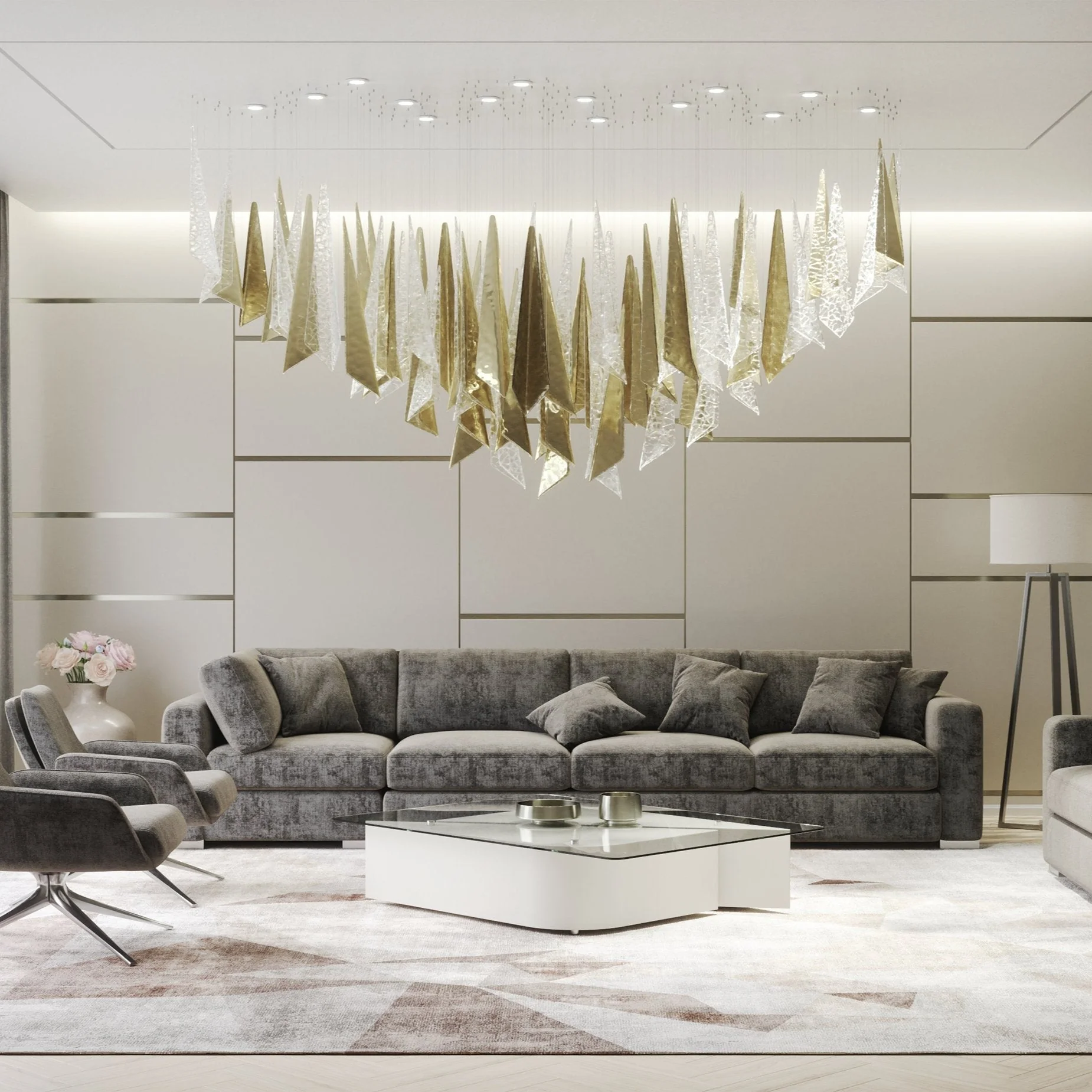 Nyvinia Glass Feather-Shape Chandelier - Image 4