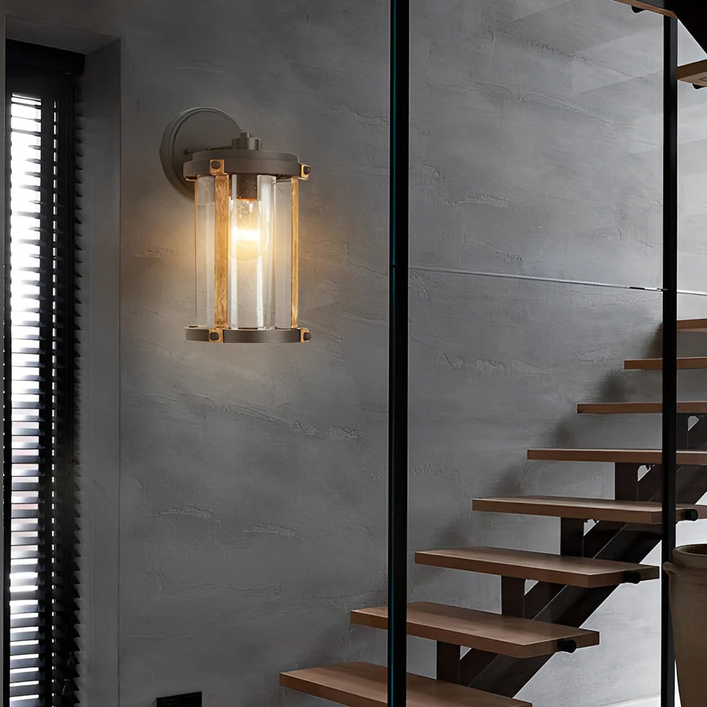 Ola Vintage Industrial Style Glass Outdoor Wall Sconces - Image 2
