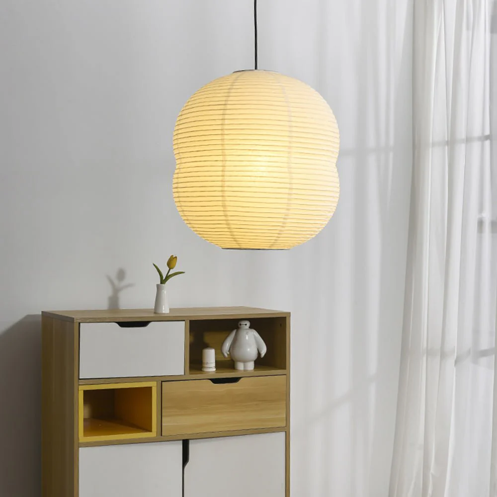 Olive Minimalist Rice Paper Pendant Light - Image 16