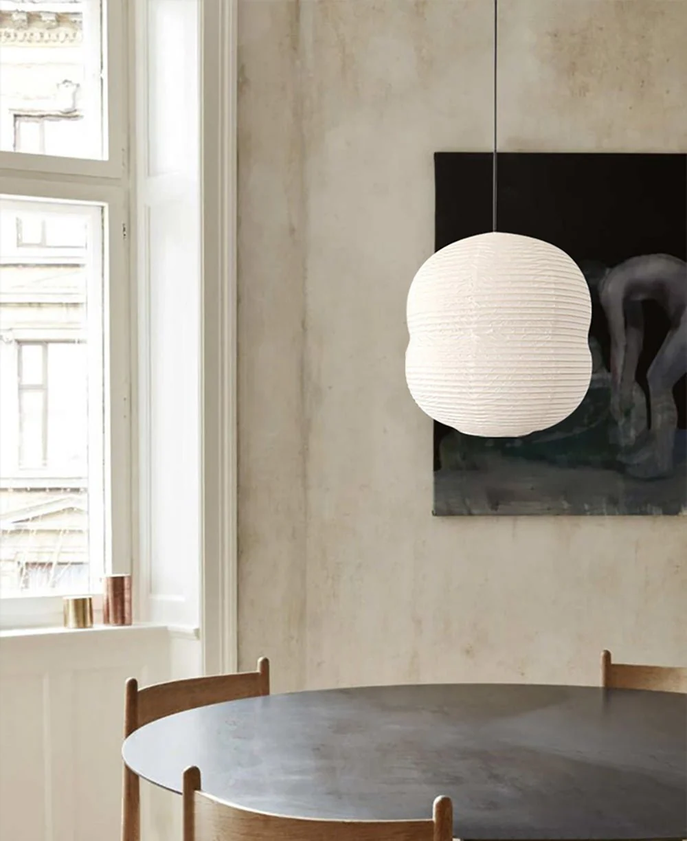 Olive Minimalist Rice Paper Pendant Light - Image 17