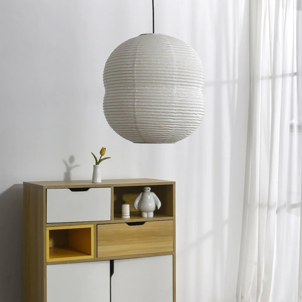 Olive Minimalist Rice Paper Pendant Light - Image 22
