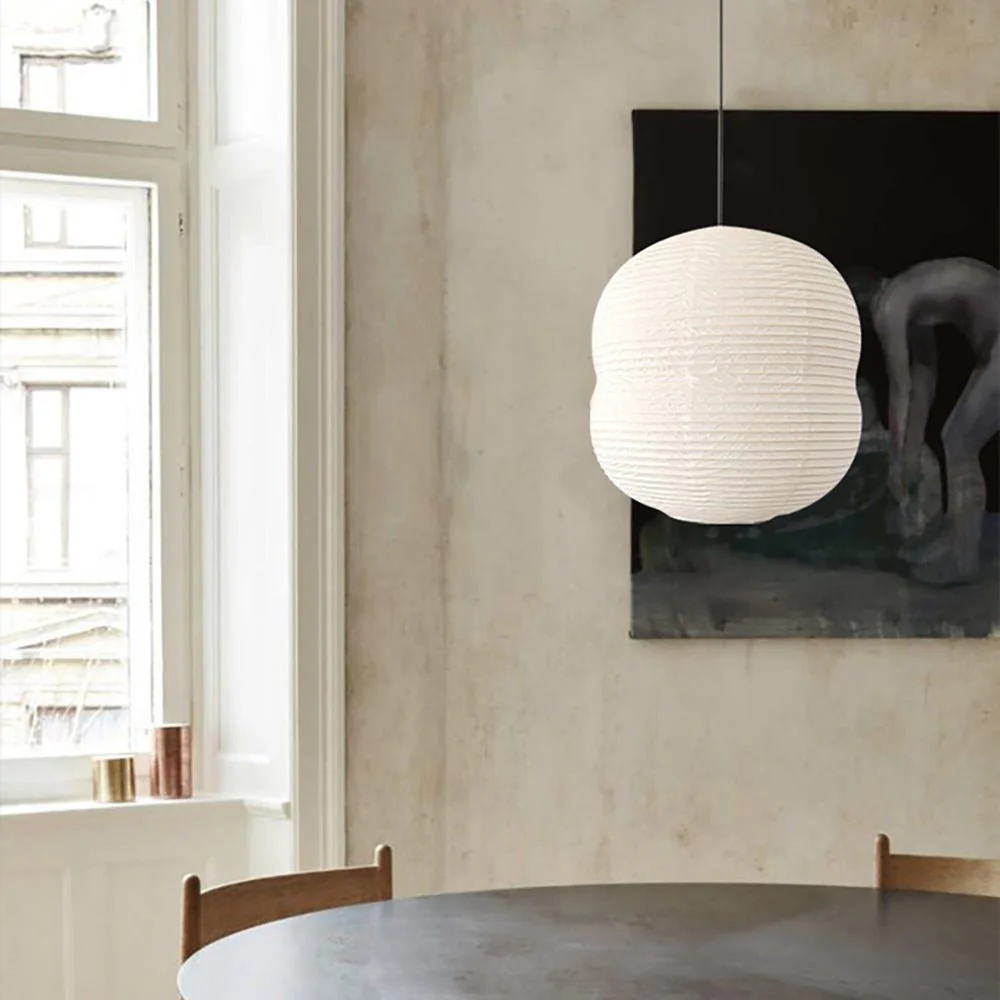 Olive Minimalist Rice Paper Pendant Light - Image 23