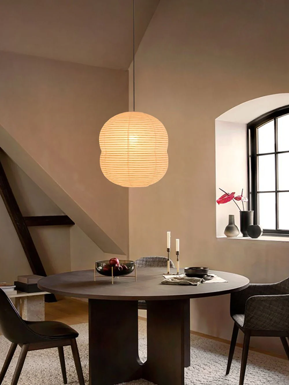 Olive Minimalist Rice Paper Pendant Light - Image 27