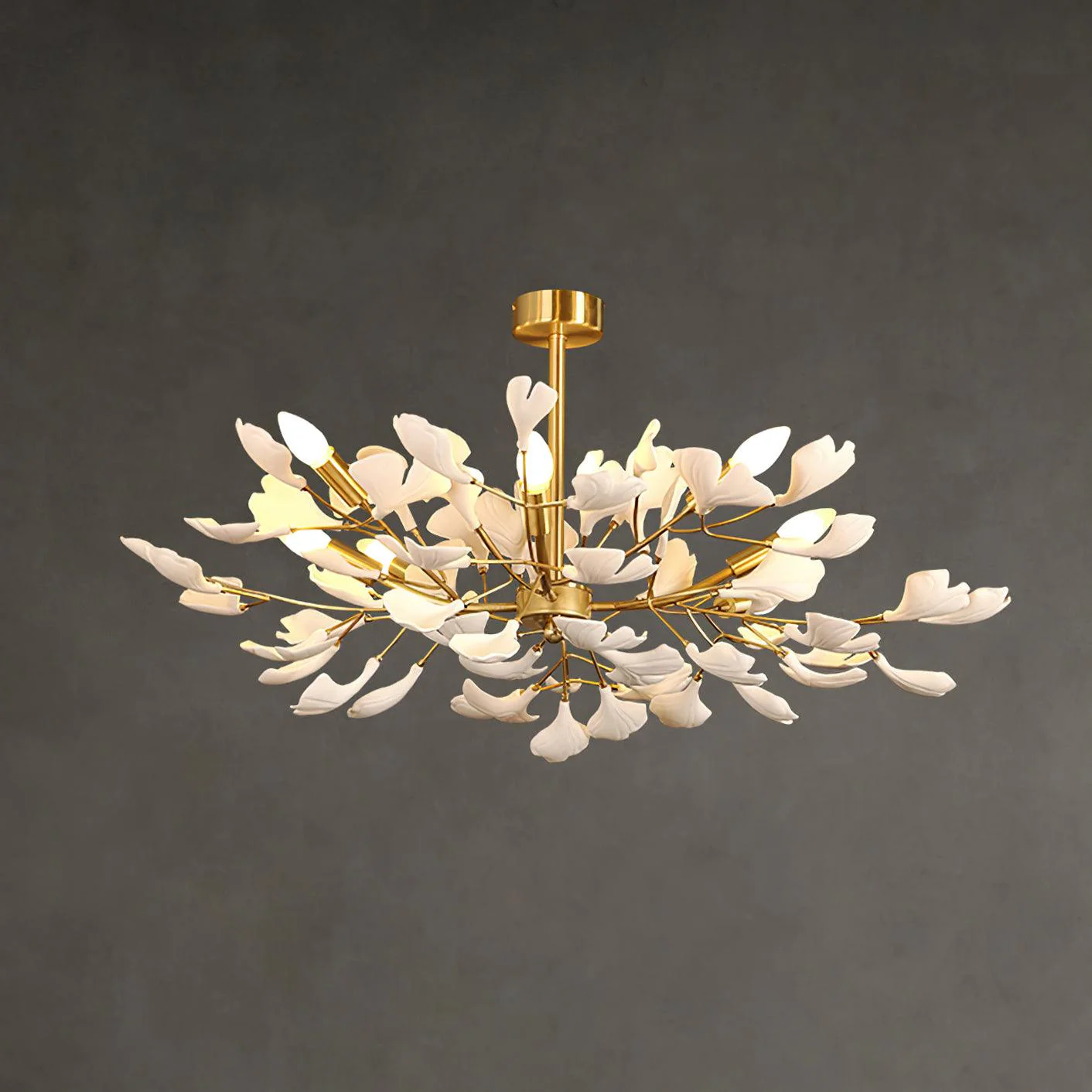 Olivia Ceramic Gingko Chandelier Firefly Art Design - Image 2
