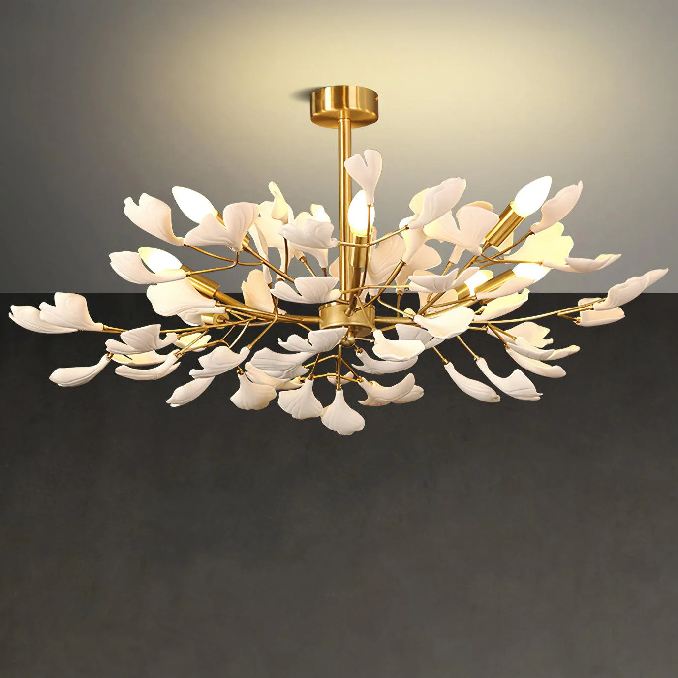 Olivia Ceramic Gingko Chandelier Firefly Art Design - Image 5