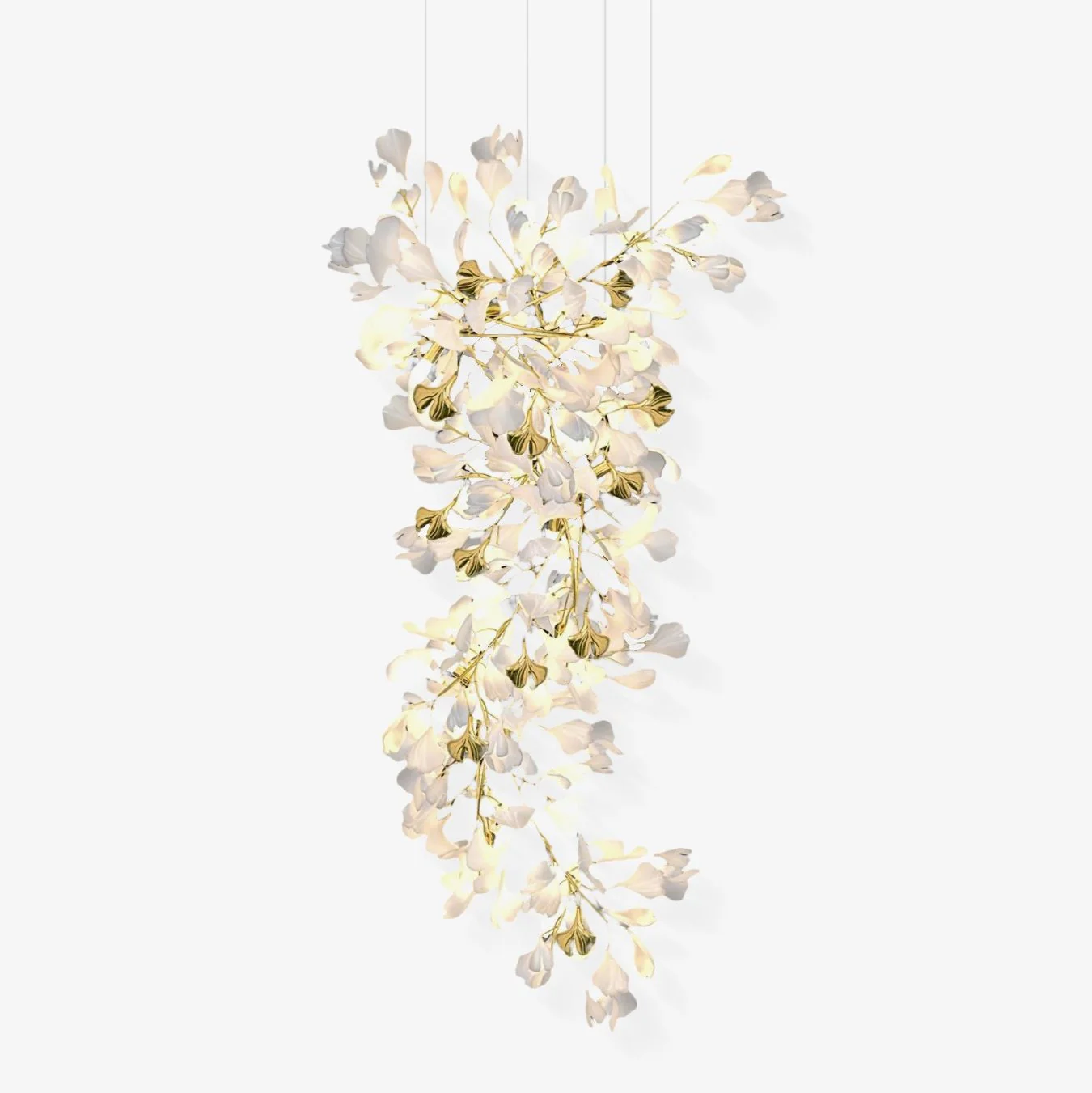 Olivia Ceramic Gingko Chandelier Luxury Hotel Staircase