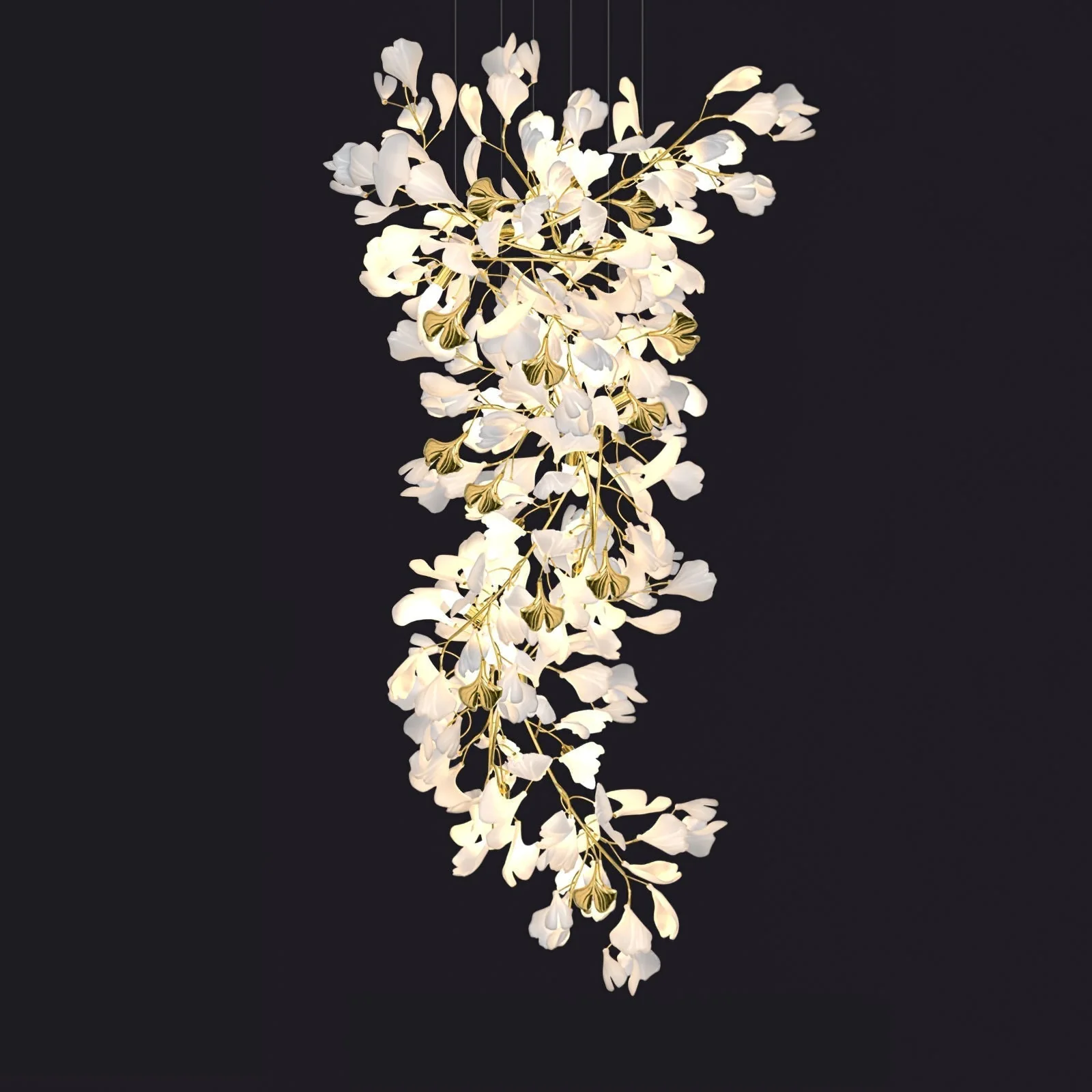 Olivia Ceramic Gingko Chandelier Luxury Hotel Staircase - Image 19
