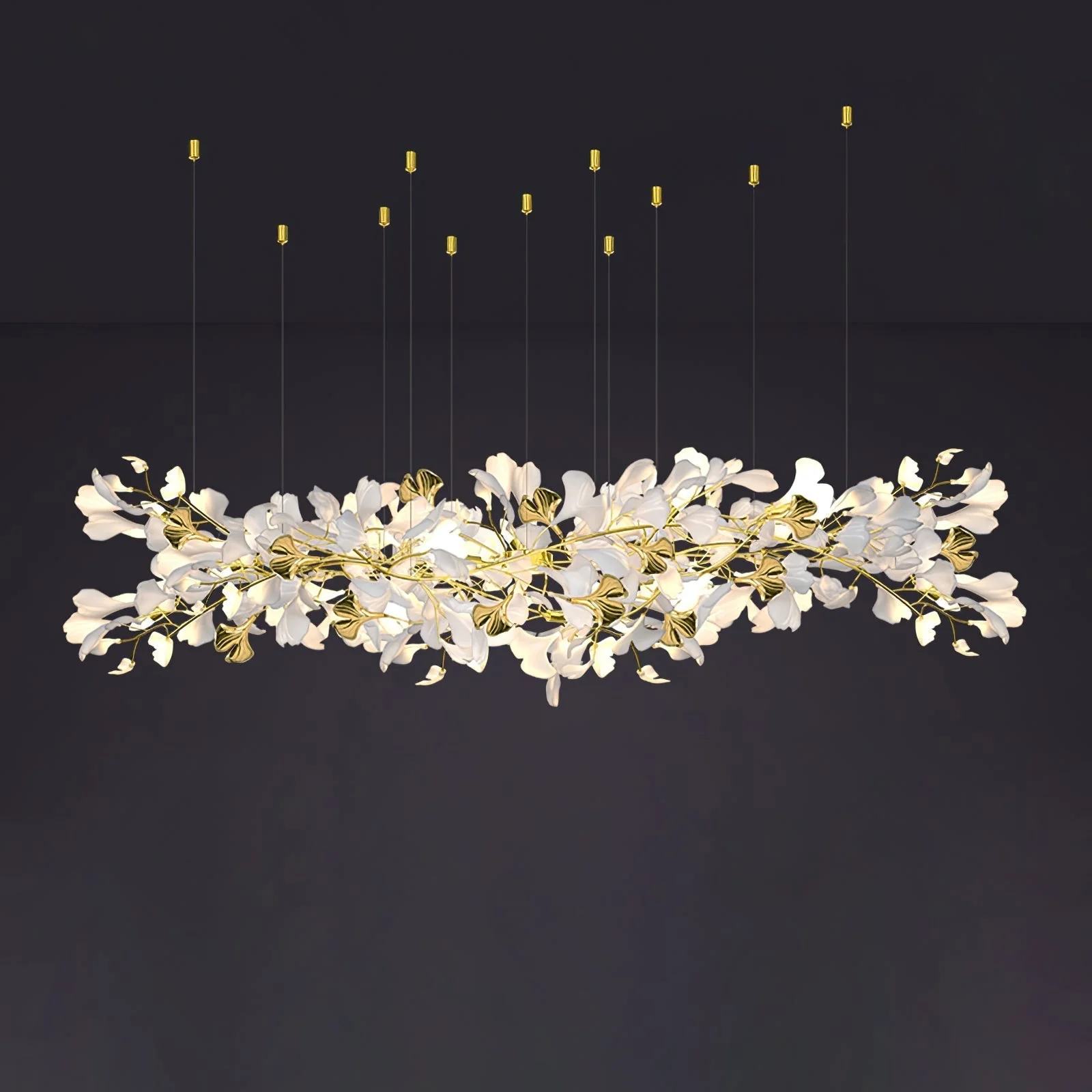 Olivia Ceramic Gingko Chandelier Luxury Hotel Staircase - Image 2