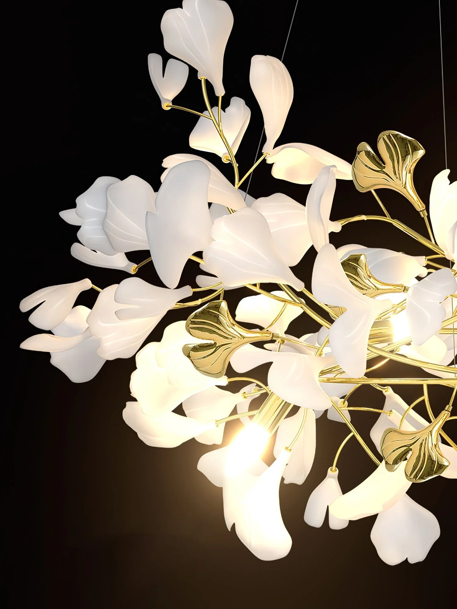 Olivia Ceramic Gingko Chandelier Luxury Hotel Staircase - Image 20