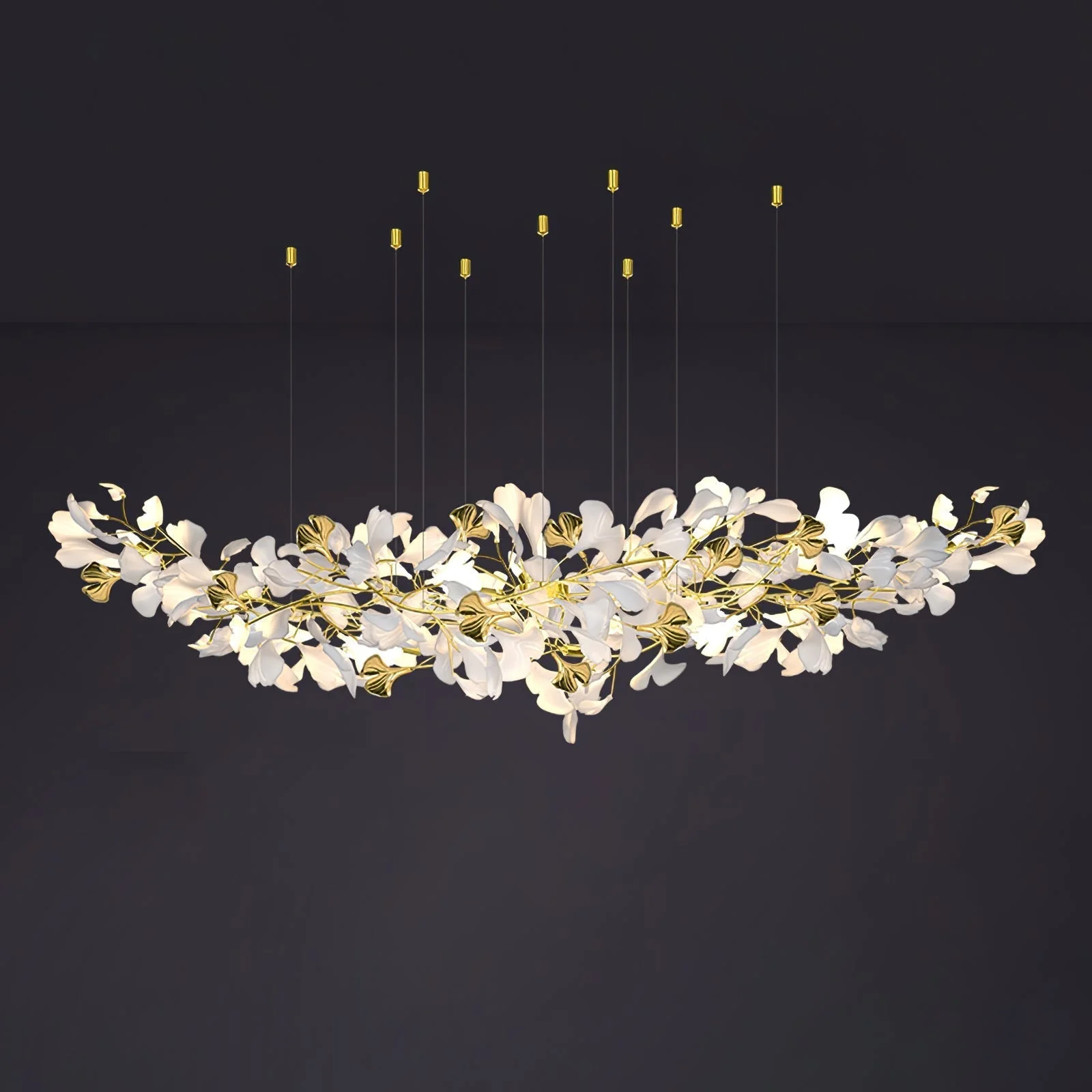 Olivia Ceramic Gingko Chandelier Luxury Hotel Staircase - Image 29