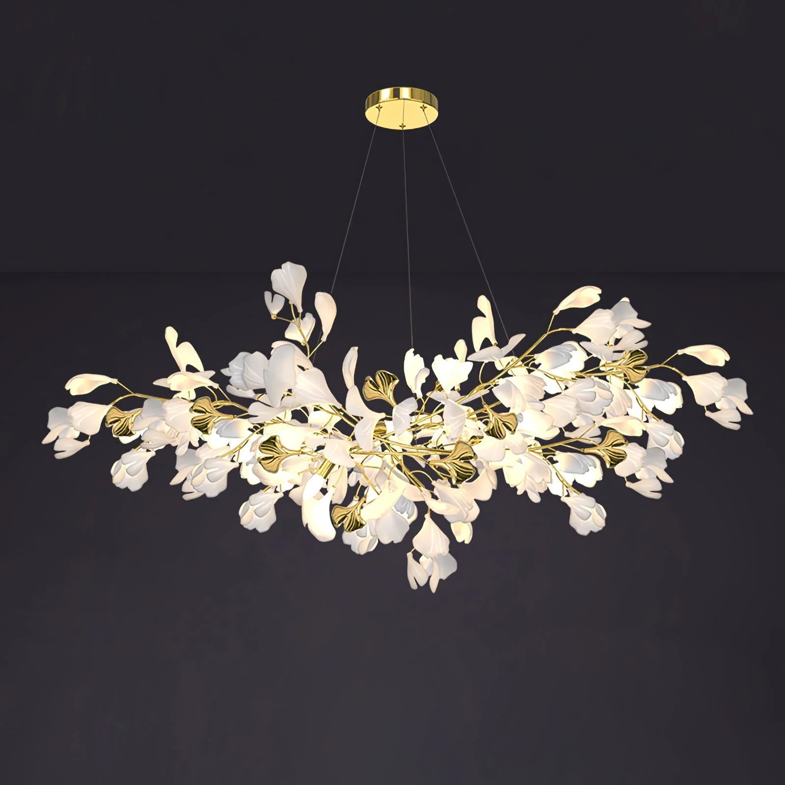 Olivia Ceramic Gingko Chandelier Luxury Hotel Staircase - Image 3